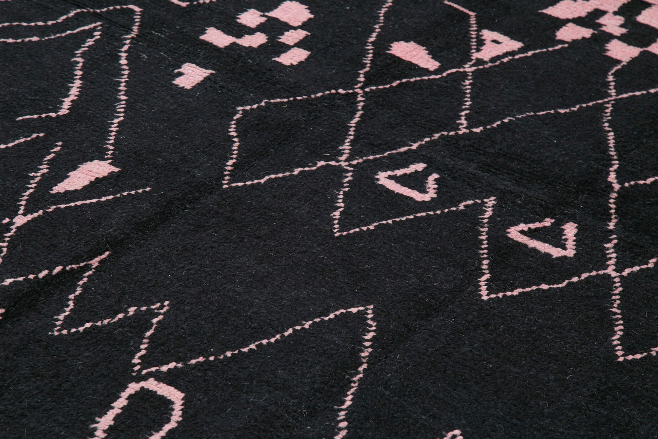 Handmade Wool Cotton Rug – Black Geometric Pattern Decor | Large 9'3'' x 12'0'' Area Rug