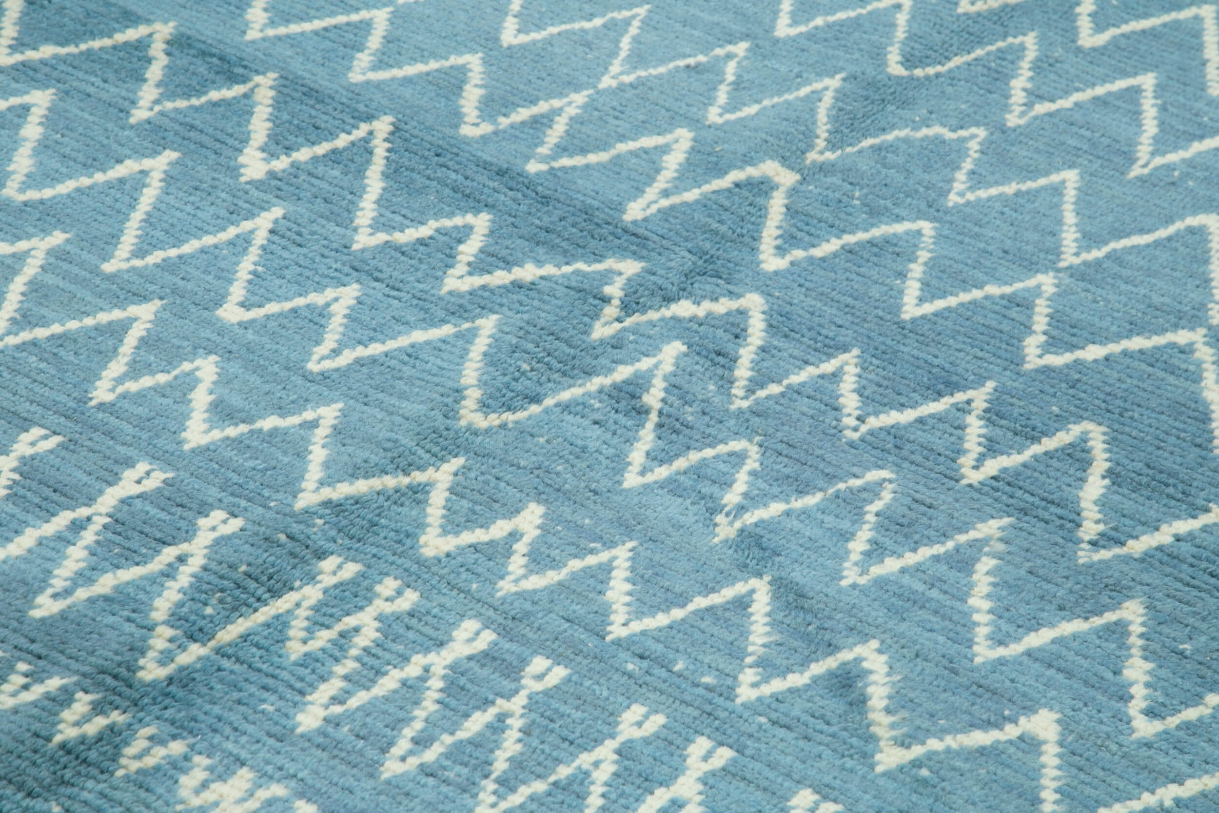 Handmade Wool Cotton Rug - Blue Geometric 7x10 Feet Decorative Area Rug