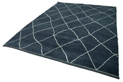 Handmade Wool Cotton Rug – Blue Geometric Pattern Carpet 7x10 Feet by Agacan