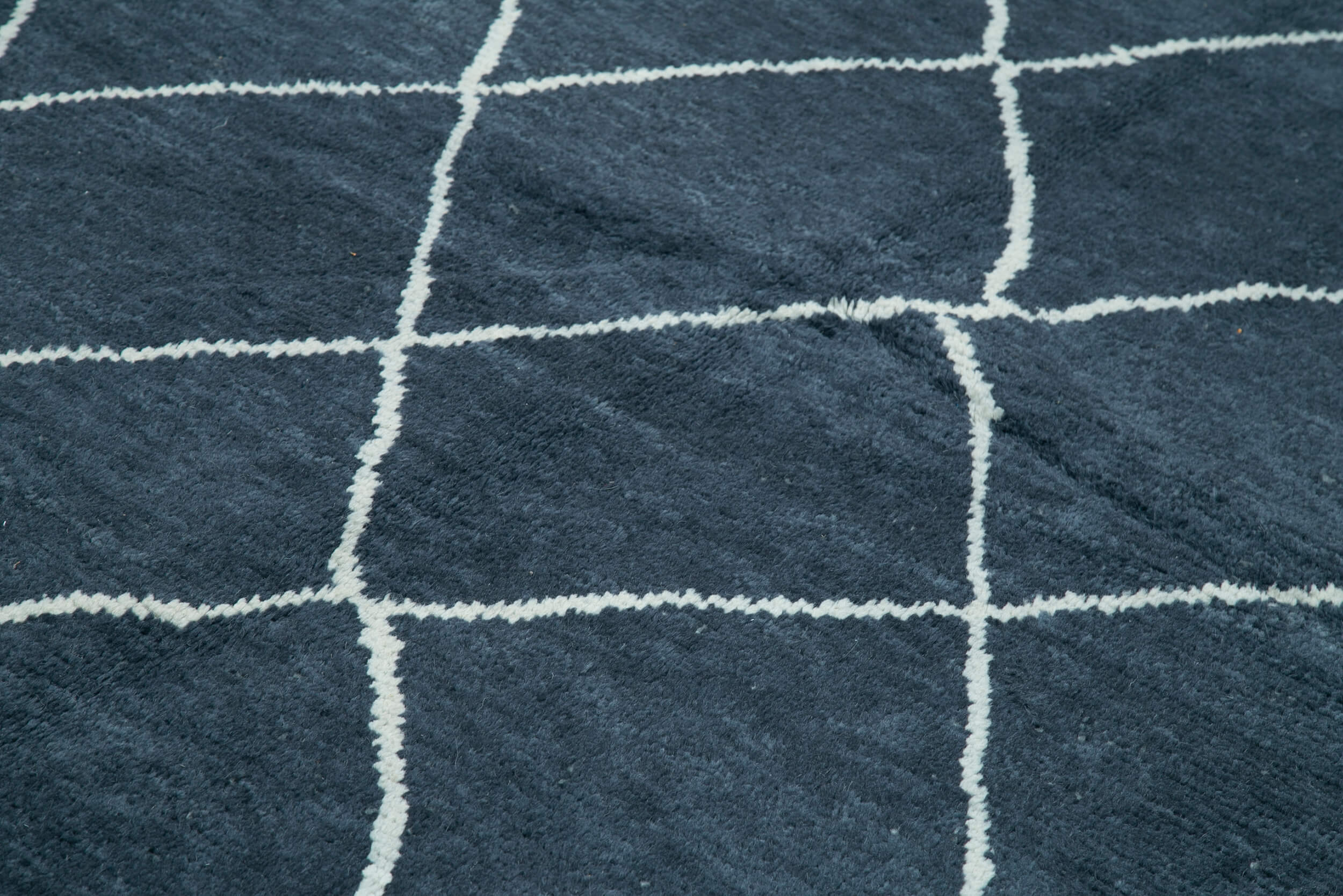Handmade Wool Cotton Rug – Blue Geometric Pattern Carpet 7x10 Feet by Agacan