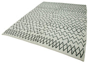 Handmade Wool Cotton Rug - Beige Geometric Area Rug | Turkish Vintage Carpet 7'4''x10'6''