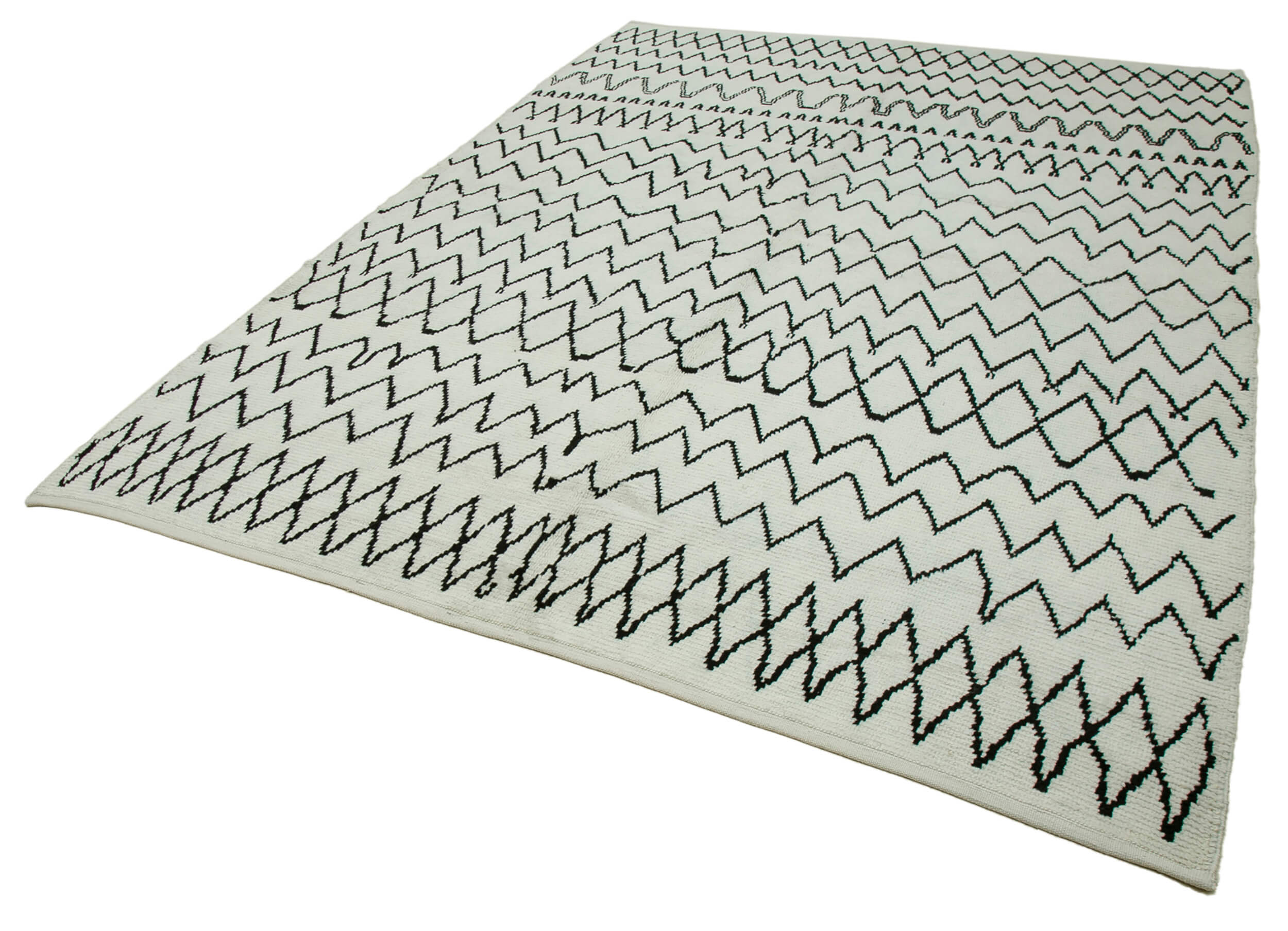 Handmade Wool Cotton Rug - Beige Geometric Area Rug | Turkish Vintage Carpet 7'4''x10'6''