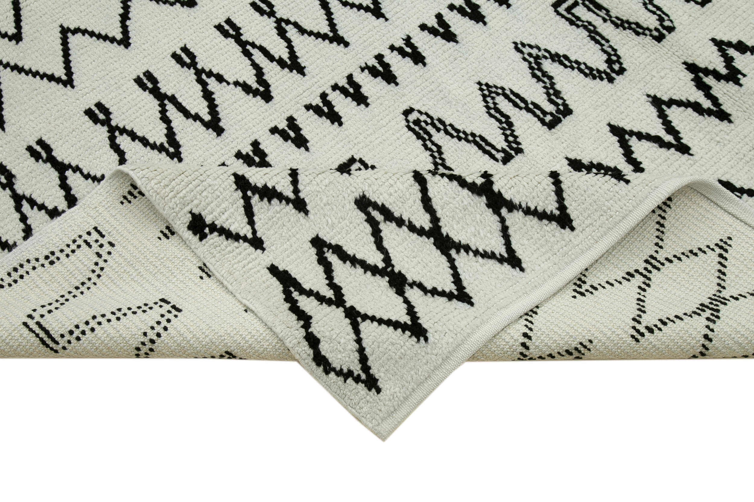 Handmade Wool Cotton Rug - Beige Geometric Area Rug | Turkish Vintage Carpet 7'4''x10'6''