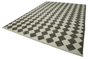 Handmade Wool Cotton Rug - Beige Geometric Area Rug, Durable Soft Carpet 9'x12'6"