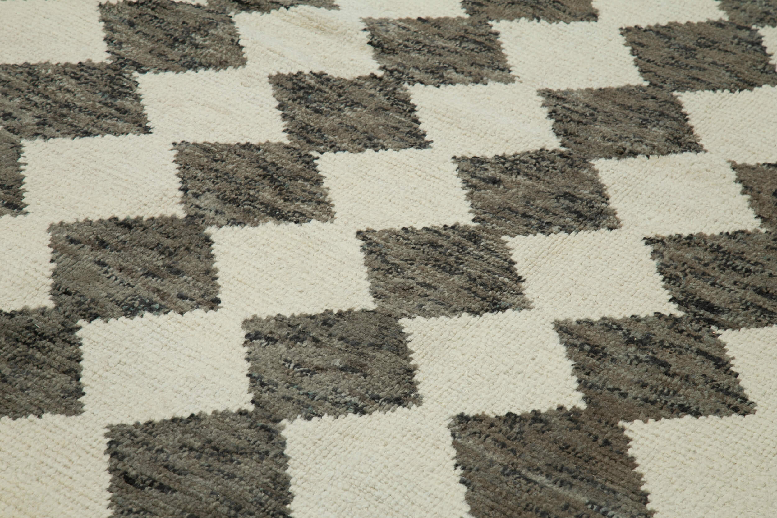 Handmade Wool Cotton Rug - Beige Geometric Area Rug, Durable Soft Carpet 9'x12'6"