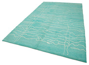 Handmade Wool Cotton Rug | Vintage Turkish Geometric Area Rug 6'8'' x 10'10''