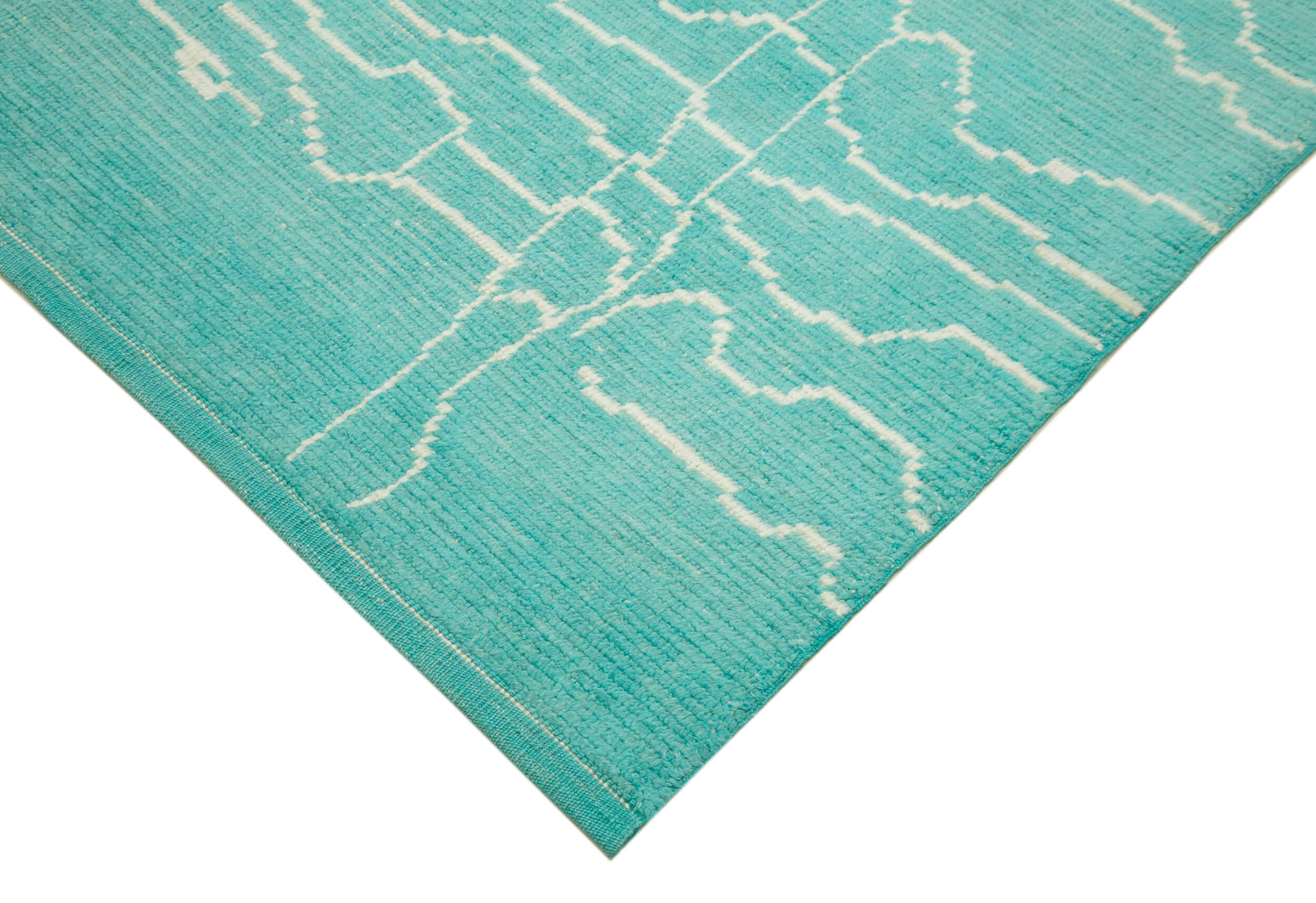 Handmade Wool Cotton Rug | Vintage Turkish Geometric Area Rug 6'8'' x 10'10''