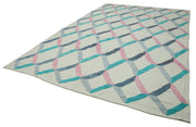 Handmade Wool Cotton Rug - Beige Geometric Pattern | Durable Living Room Carpet 9'x13'8"