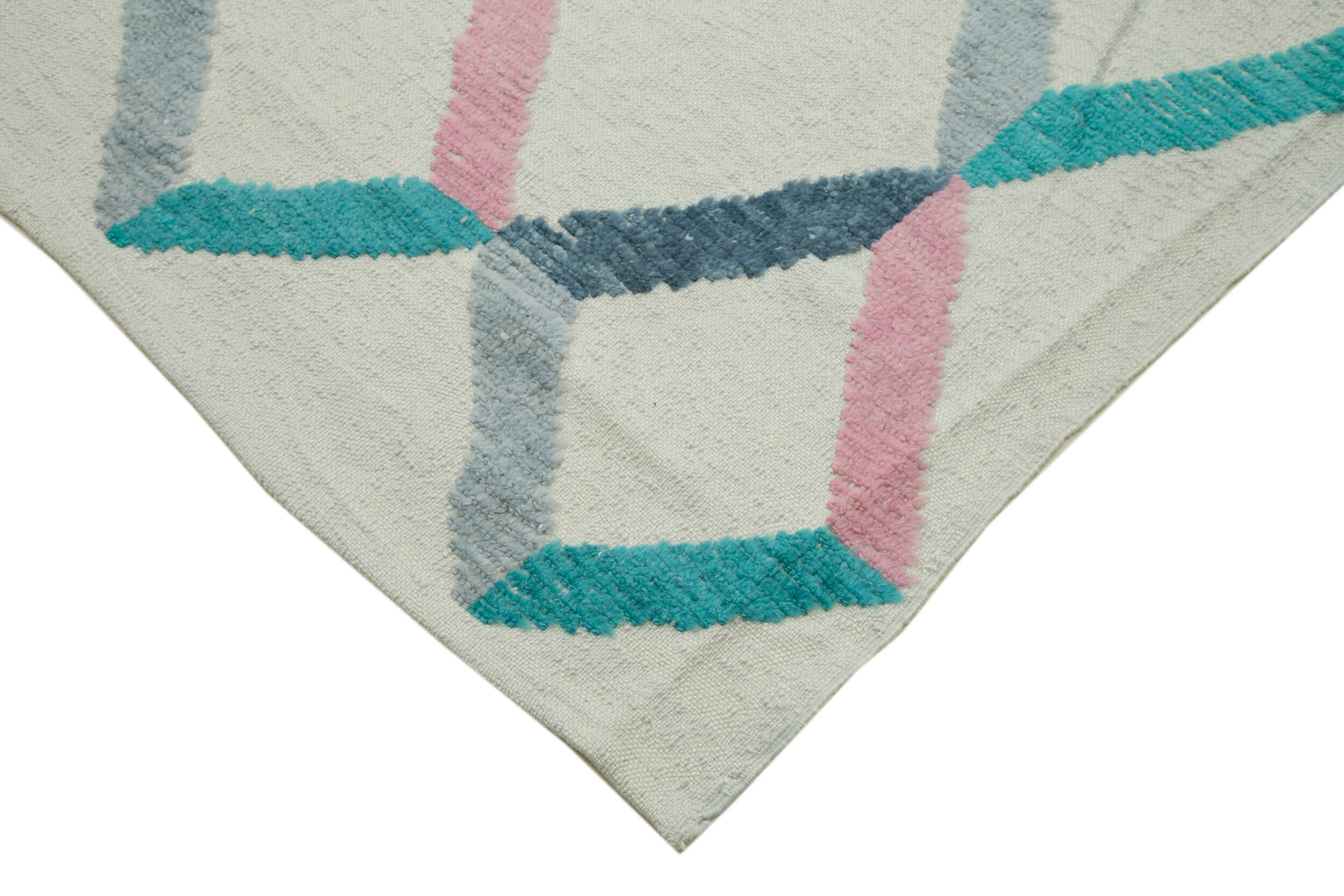 Handmade Wool Cotton Rug - Beige Geometric Pattern | Durable Living Room Carpet 9'x13'8"