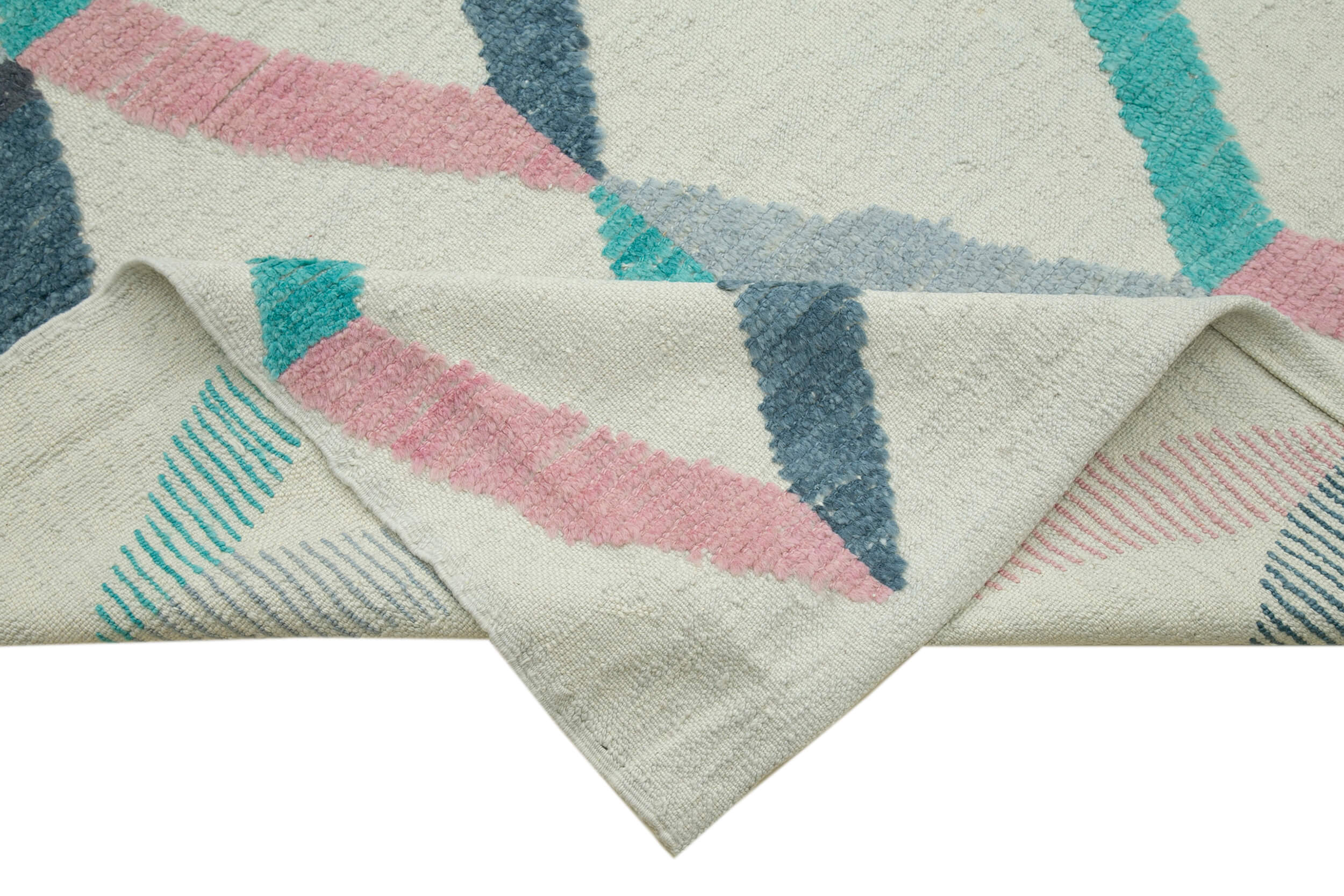 Handmade Wool Cotton Rug - Beige Geometric Pattern | Durable Living Room Carpet 9'x13'8"