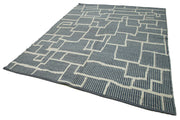 Handmade Wool Cotton Rug – Grey Geometric Area Rug 7x10 Feet | Durable Turkish Carpet