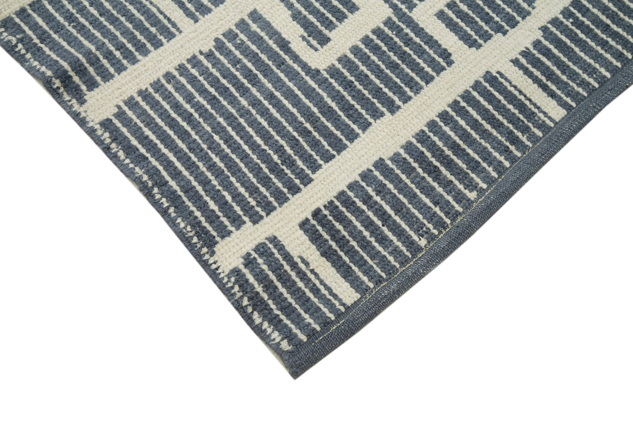 Handmade Wool Cotton Rug – Grey Geometric Area Rug 7x10 Feet | Durable Turkish Carpet