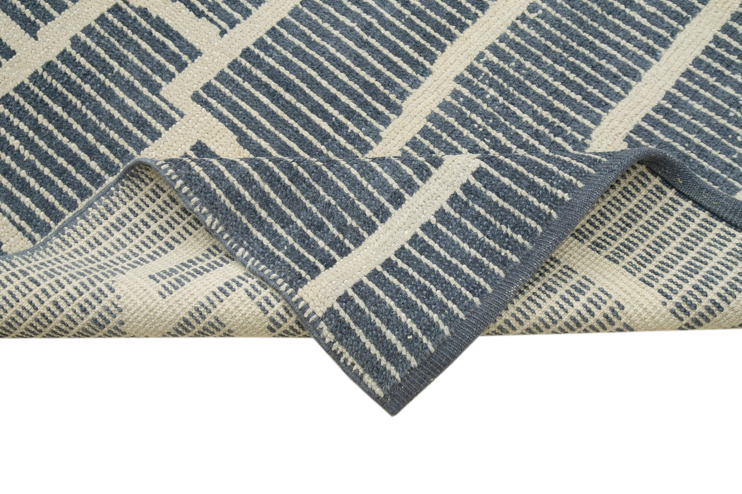 Handmade Wool Cotton Rug – Grey Geometric Area Rug 7x10 Feet | Durable Turkish Carpet