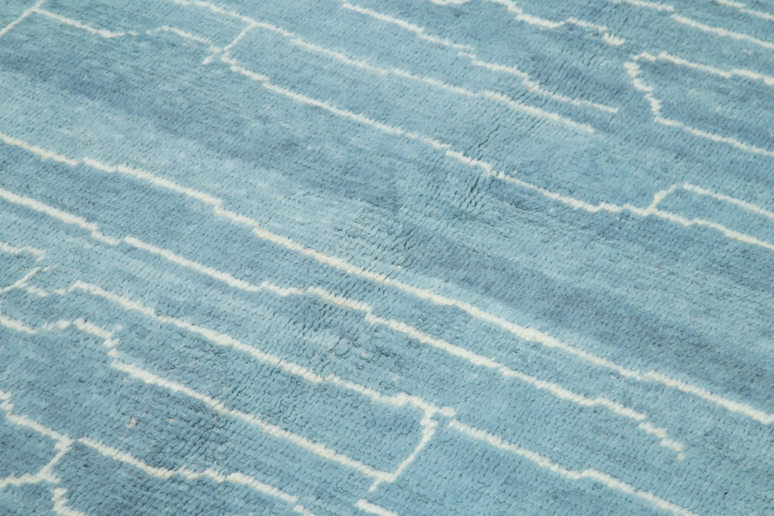 Handmade Wool Cotton Rug - Blue Geometric Area Rug, Vintage Turkish Carpet 6'2"x8'10"