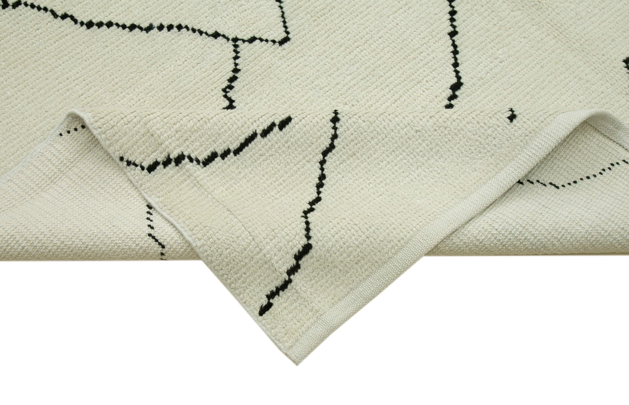 Handmade Wool Cotton Rug – Large Geometric Beige Vintage Turkish Carpet 9x13