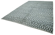 Handmade Wool Cotton Rug - Blue Geometric Pattern Carpet | Durable Woven Area Rug 9'9''x14'1''