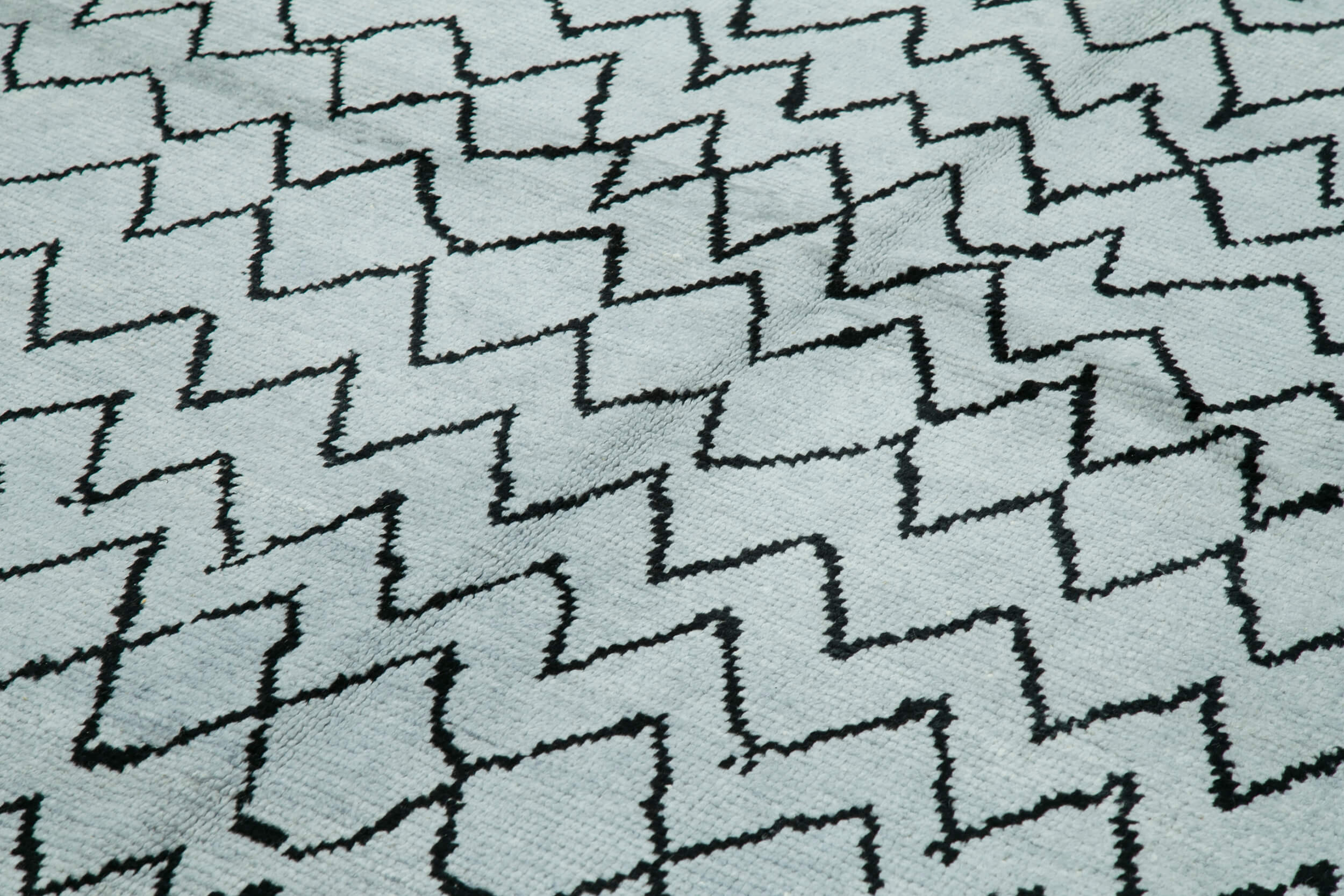 Handmade Wool Cotton Rug - Blue Geometric Pattern Carpet | Durable Woven Area Rug 9'9''x14'1''