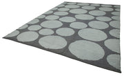 Handmade Wool Cotton Rug - Blue Geometric Pattern Carpet | Vintage Turkish Rug 9'10''x13'5''