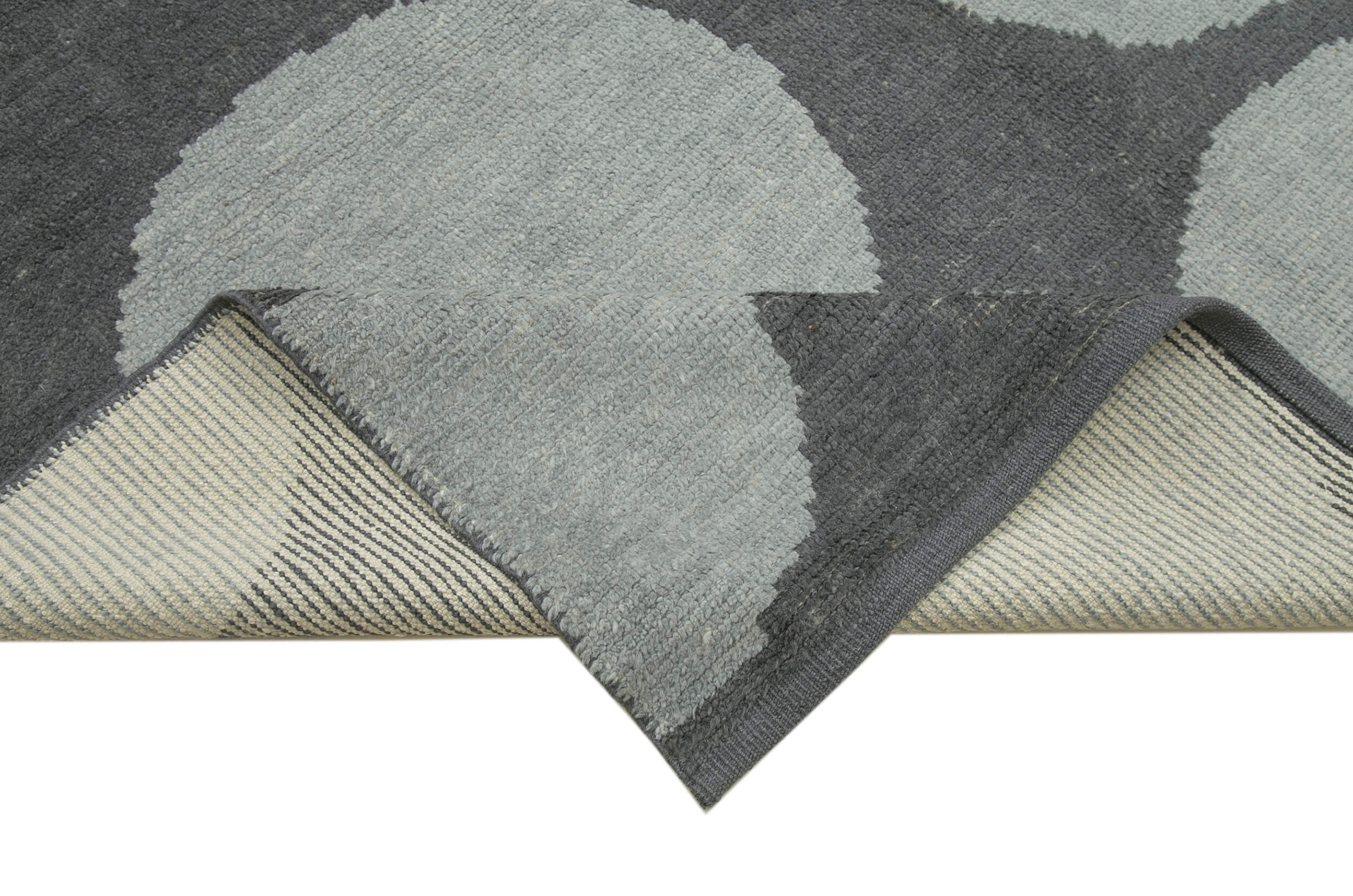 Handmade Wool Cotton Rug - Blue Geometric Pattern Carpet | Vintage Turkish Rug 9'10''x13'5''