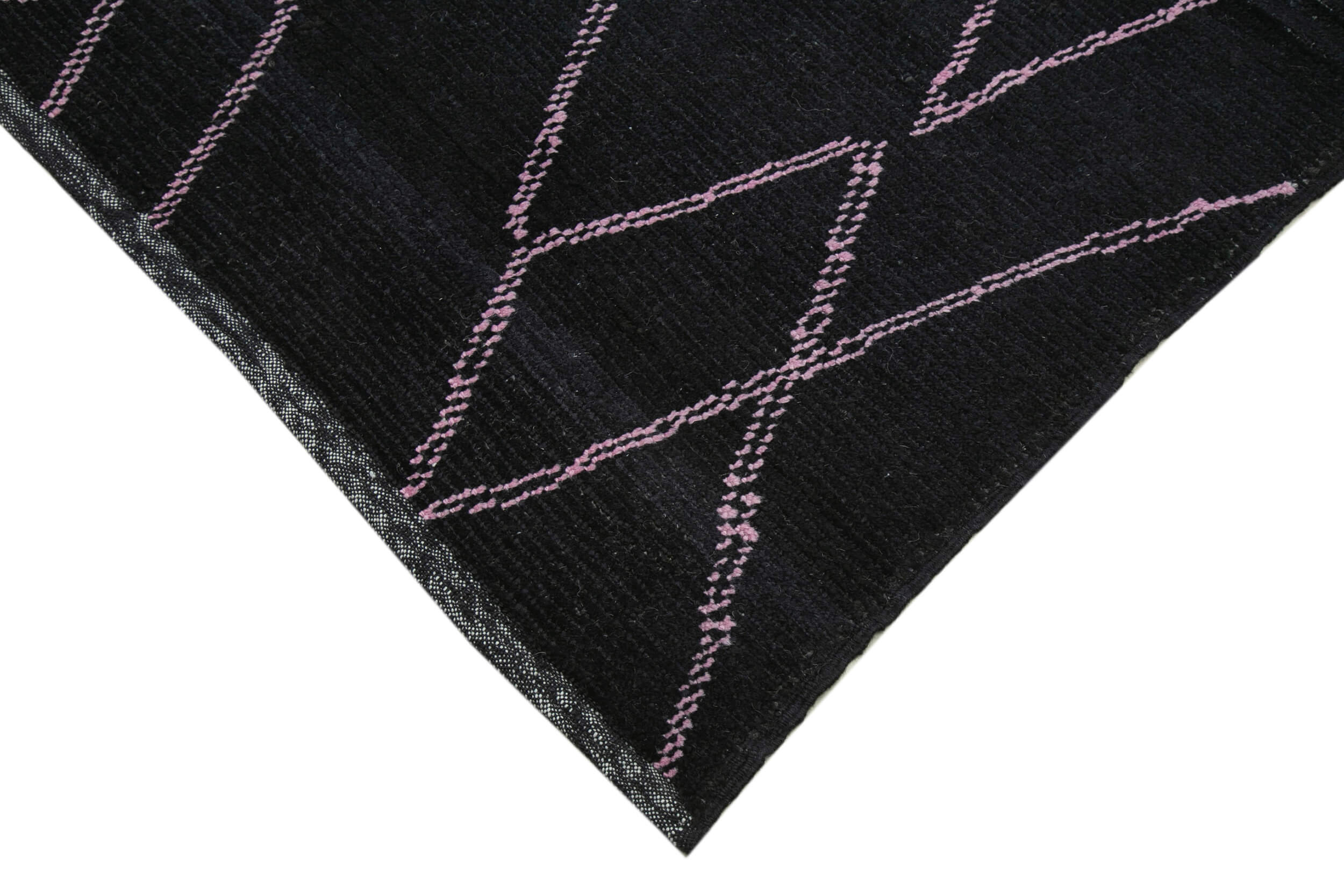 Handmade Wool Cotton Rug – Black Geometric Style Carpet 8'11'' x 13'1'' by Agacan