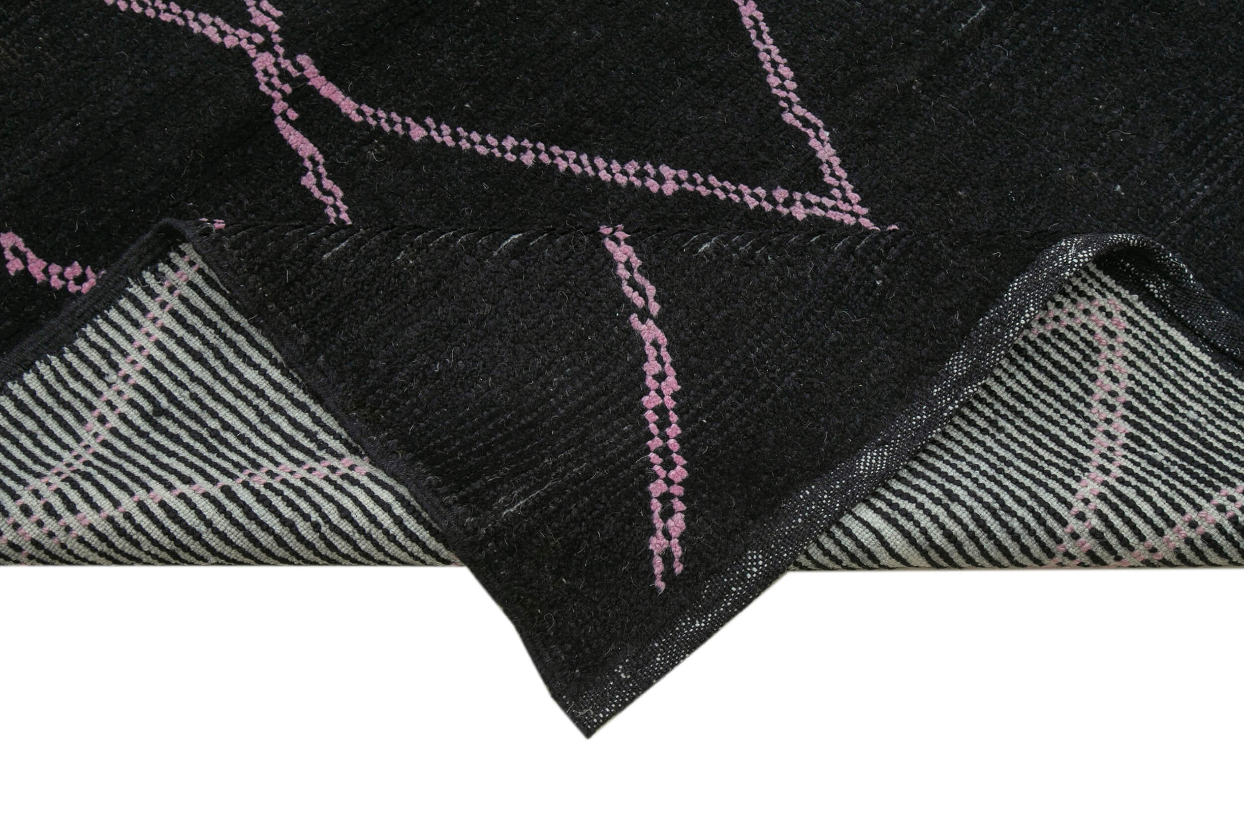 Handmade Wool Cotton Rug – Black Geometric Style Carpet 8'11'' x 13'1'' by Agacan
