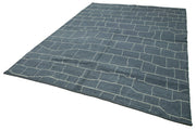 Handmade Wool Cotton Rug – Grey Geometric Area Rug | Durable Woven Carpet 7'9''x9'11''