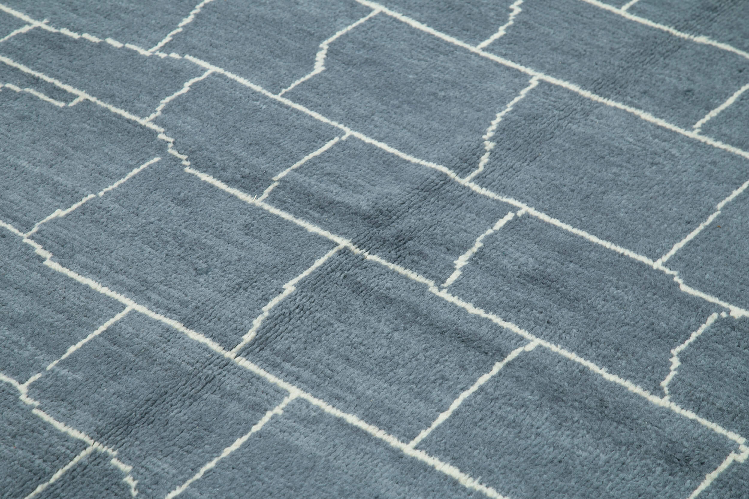 Handmade Wool Cotton Rug – Grey Geometric Area Rug | Durable Woven Carpet 7'9''x9'11''
