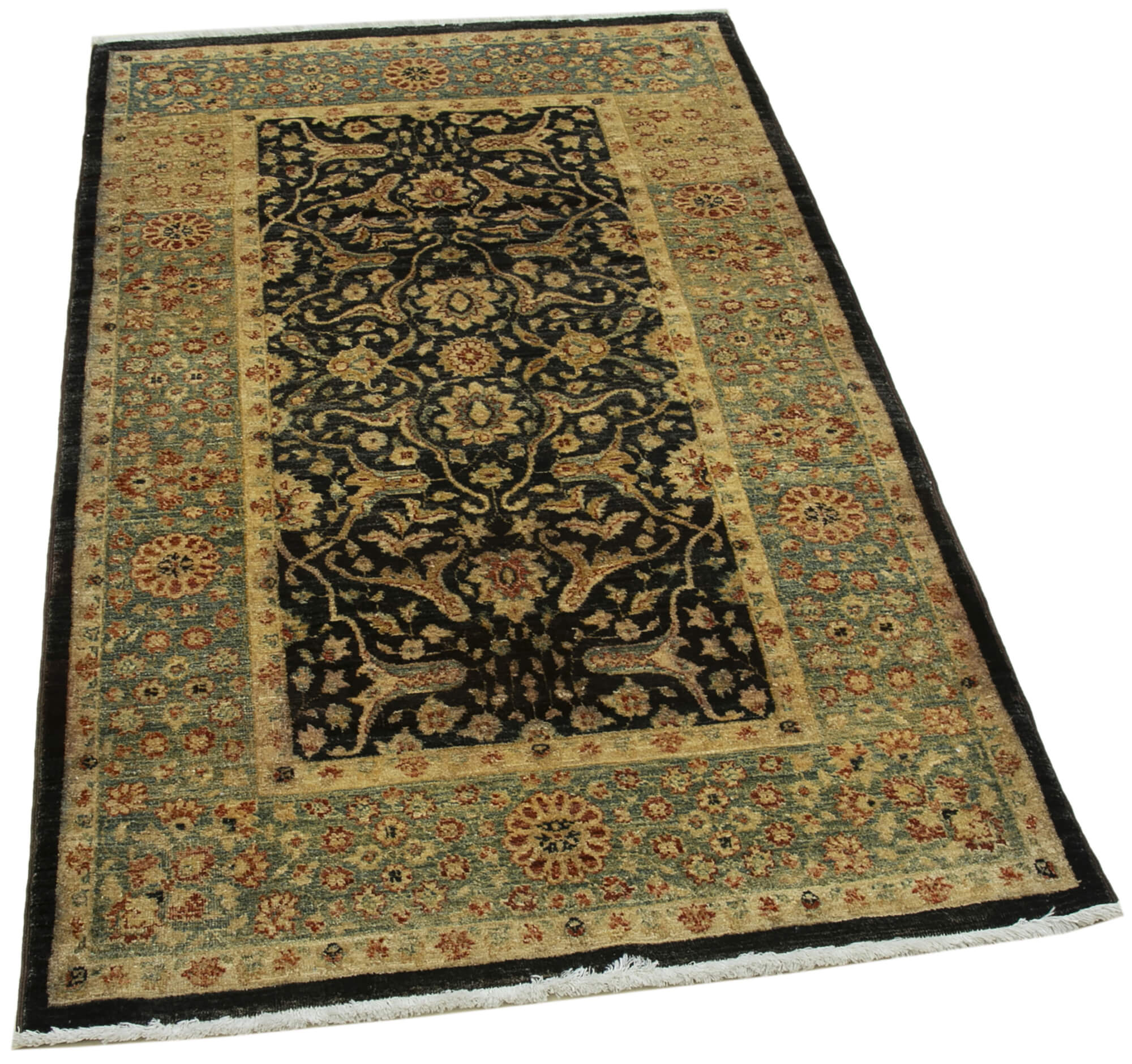 Handmade Cotton Wool Rug – Classic Beige Vintage Area Rug 3'1'' x 5'3''