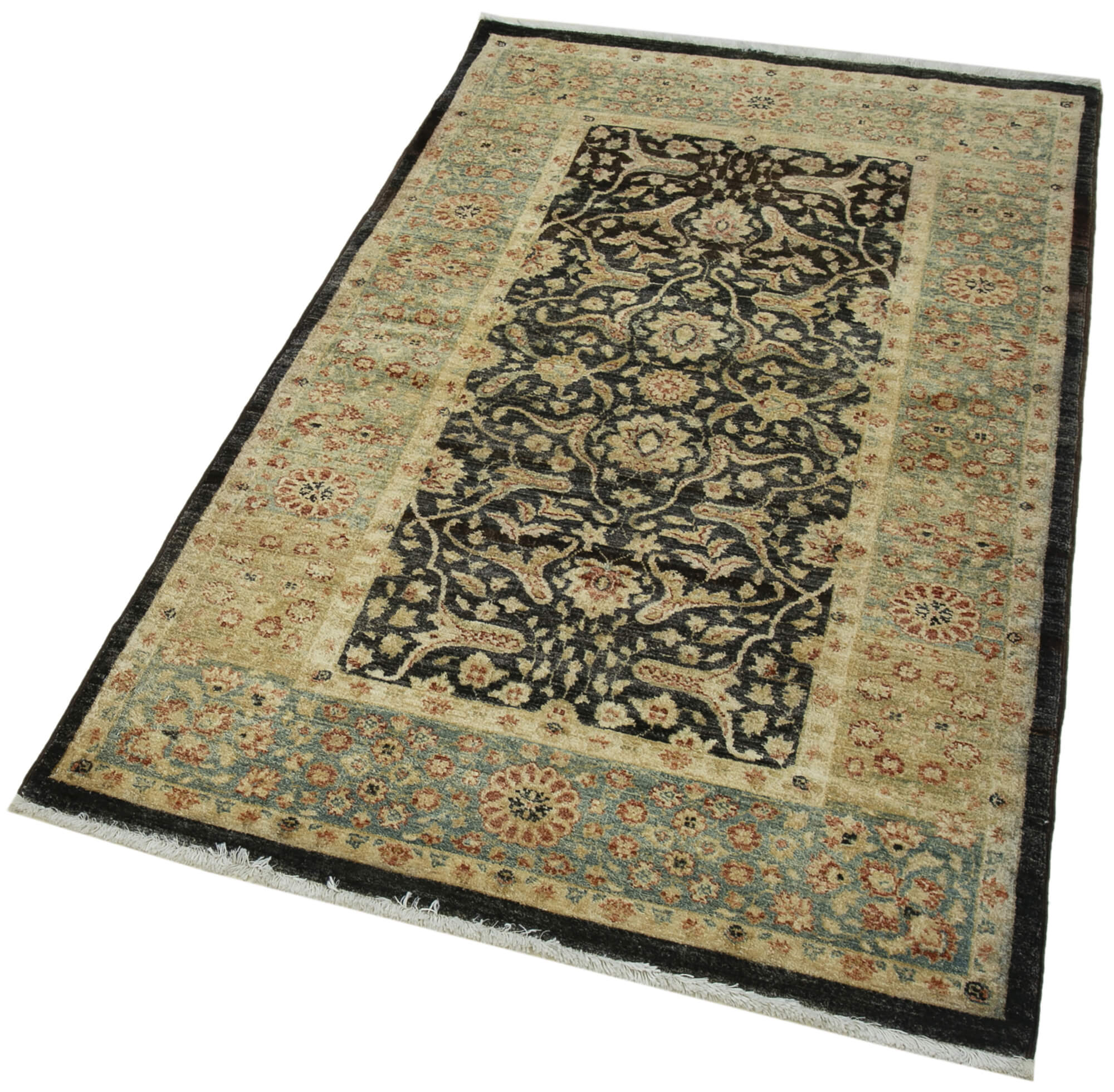 Handmade Cotton Wool Rug – Classic Beige Vintage Area Rug 3'1'' x 5'3''