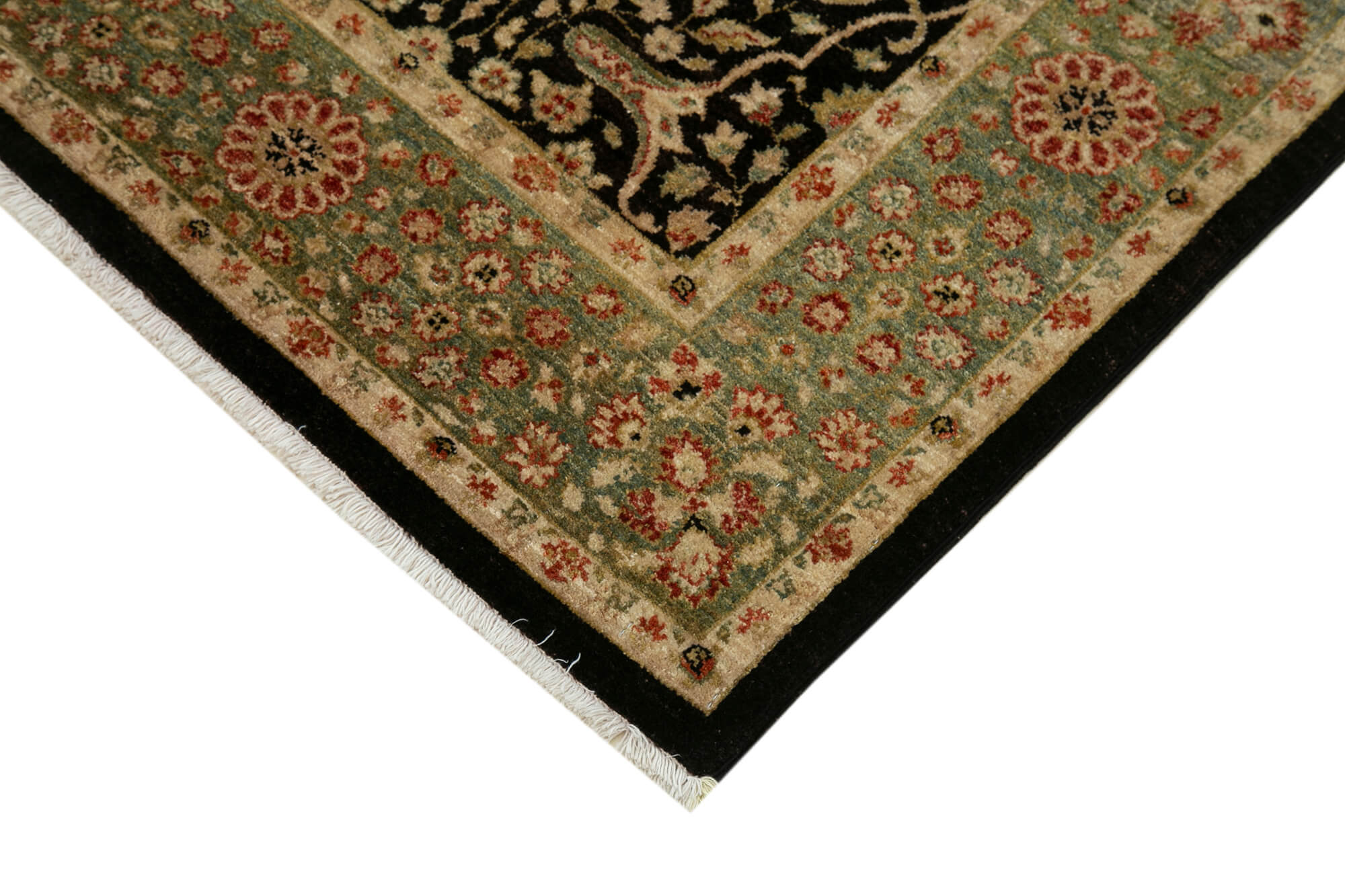Handmade Wool Area Rug - Tebriz Brown Classic Cotton Rug 3'1''x5'1'' Vintage Turkish Carpet