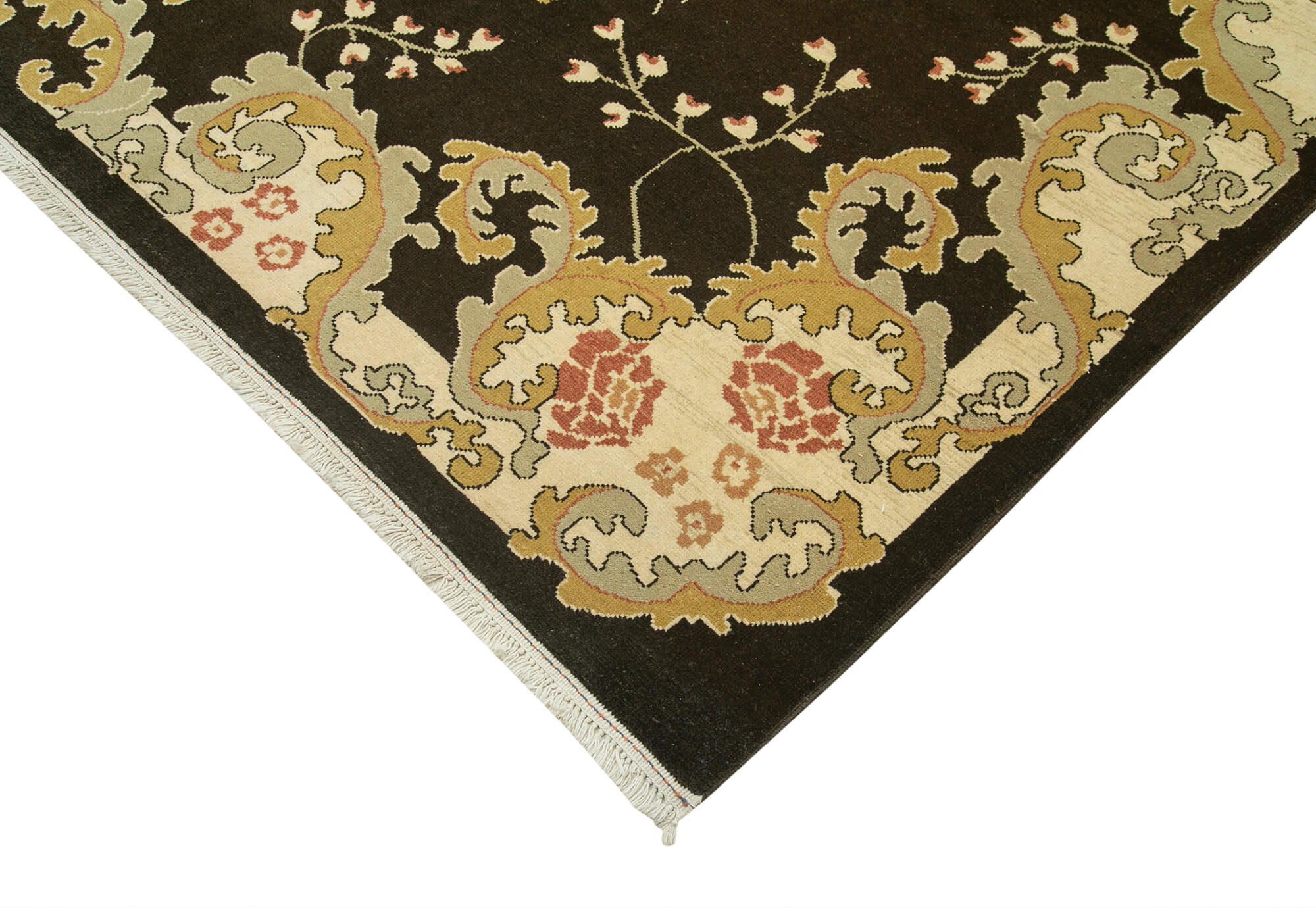 Handmade Wool Area Rug – Tebriz Classic Beige Carpet 9'6'' x 12'8'' Vintage Style