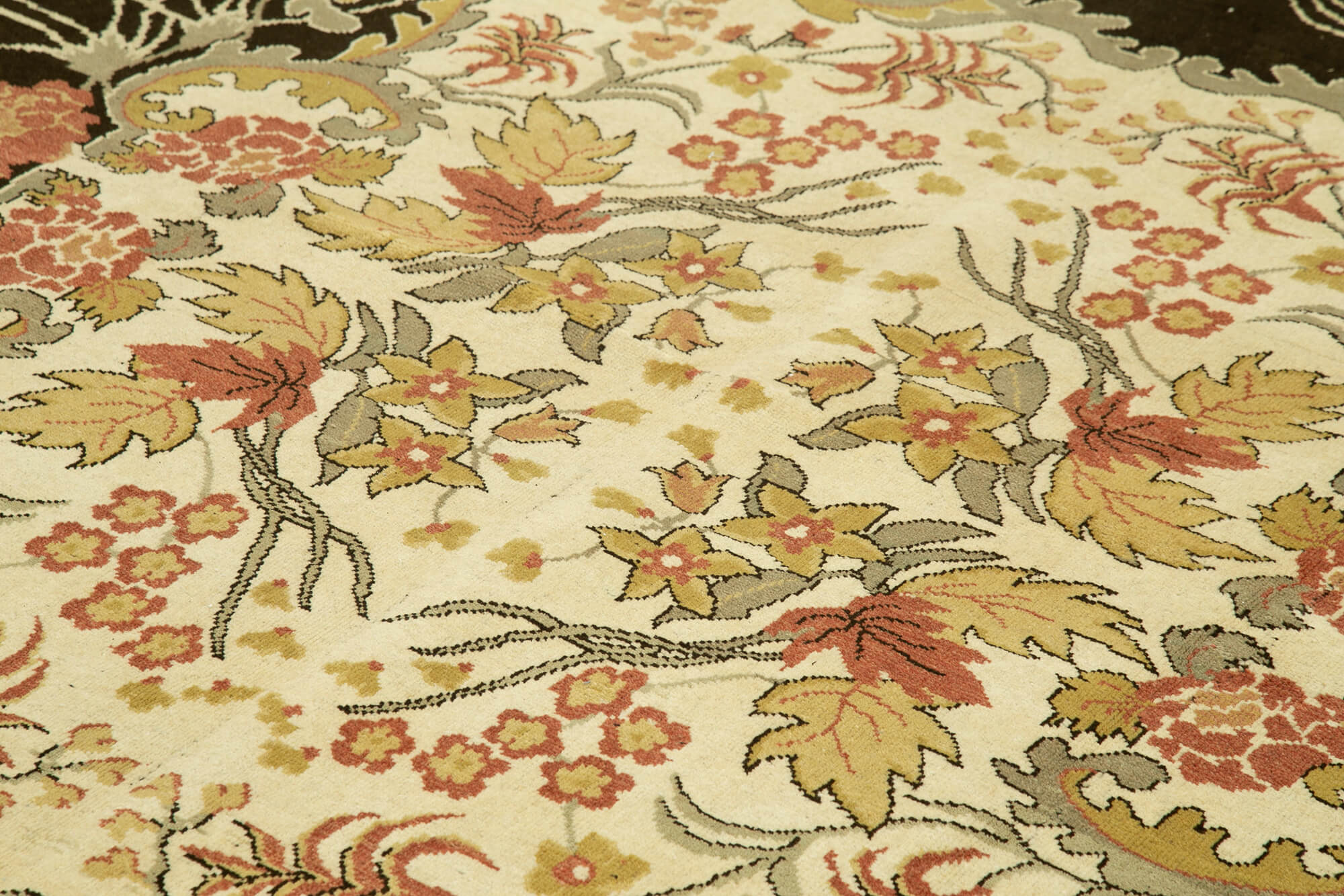 Handmade Wool Area Rug – Tebriz Classic Beige Carpet 9'6'' x 12'8'' Vintage Style