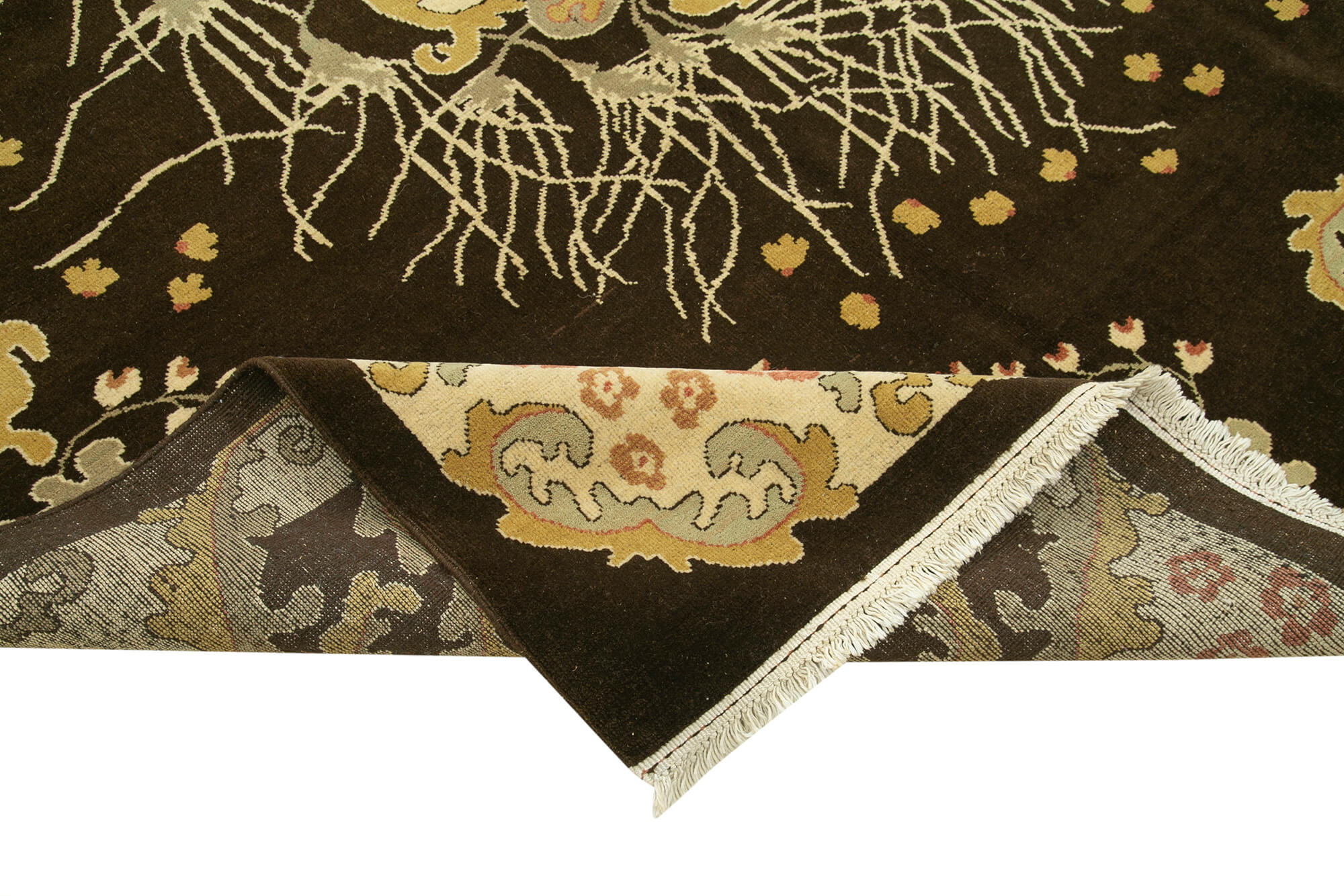 Handmade Wool Area Rug – Tebriz Classic Beige Carpet 9'6'' x 12'8'' Vintage Style