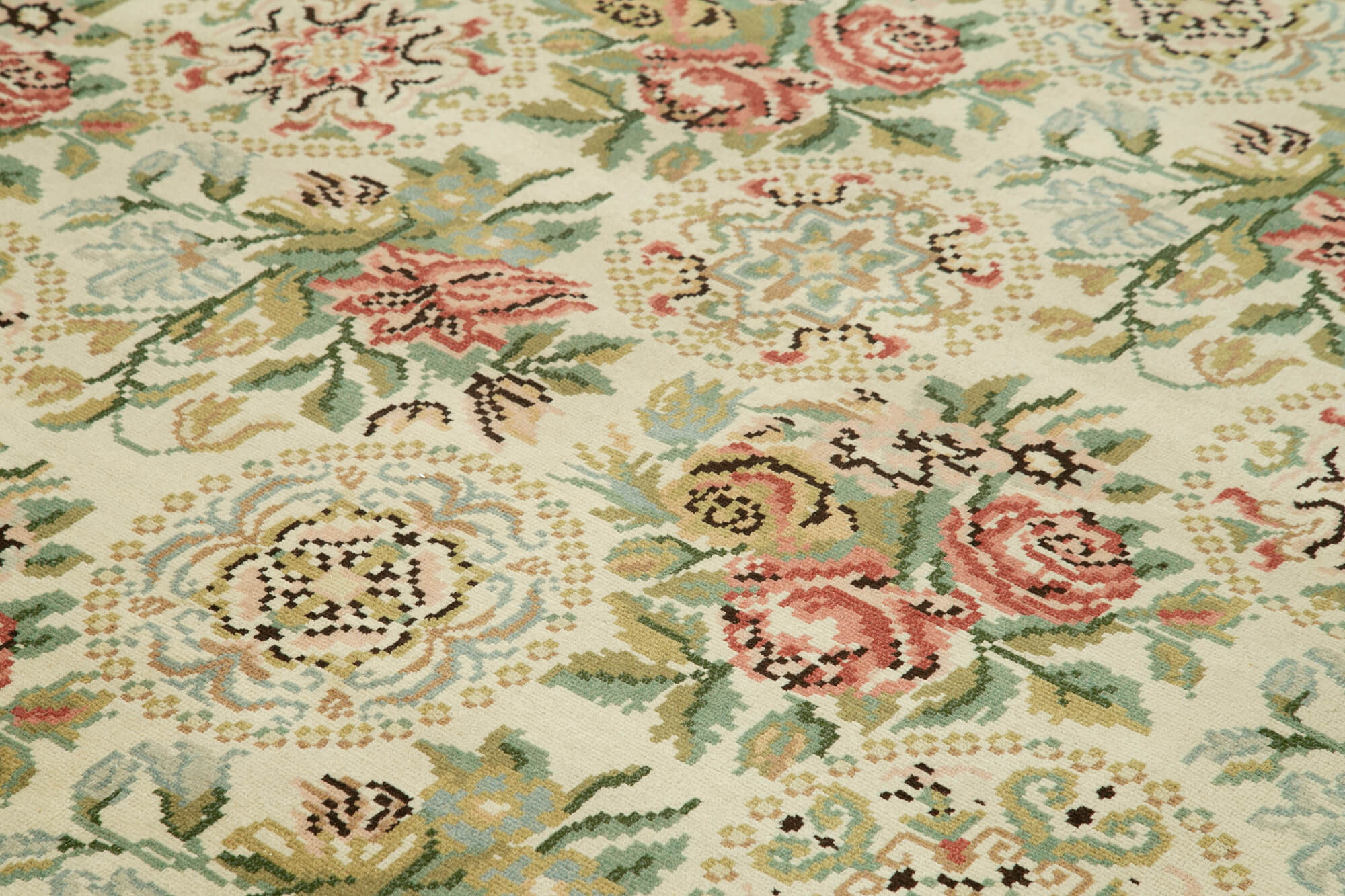 Handmade Wool Area Rug – Tebriz Classic Beige Cotton Wool Rug 9'11''x13'0''