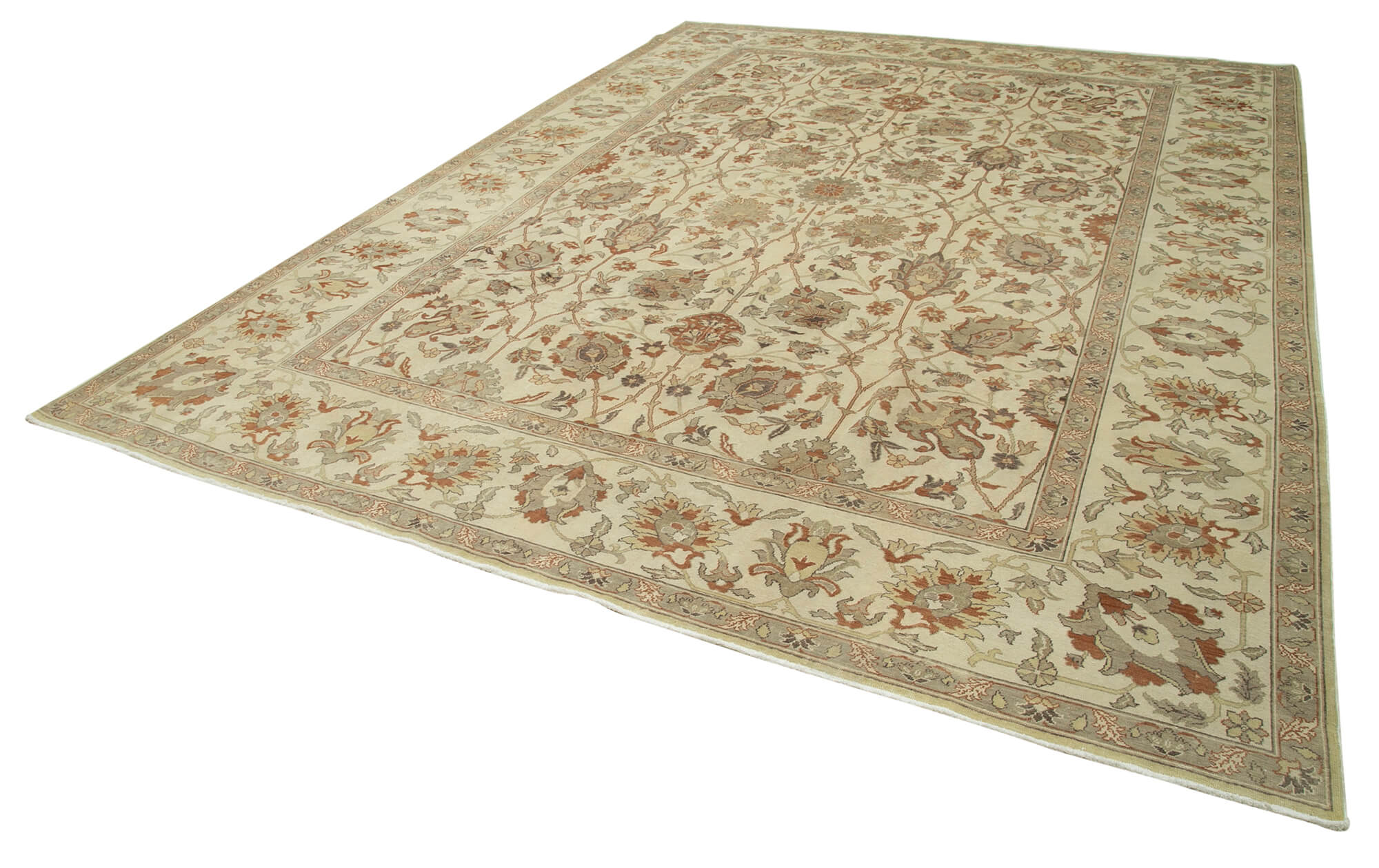 Handmade Wool Area Rug – Classic Beige Turkish Hand Knotted Rug 9'8''x12'11''