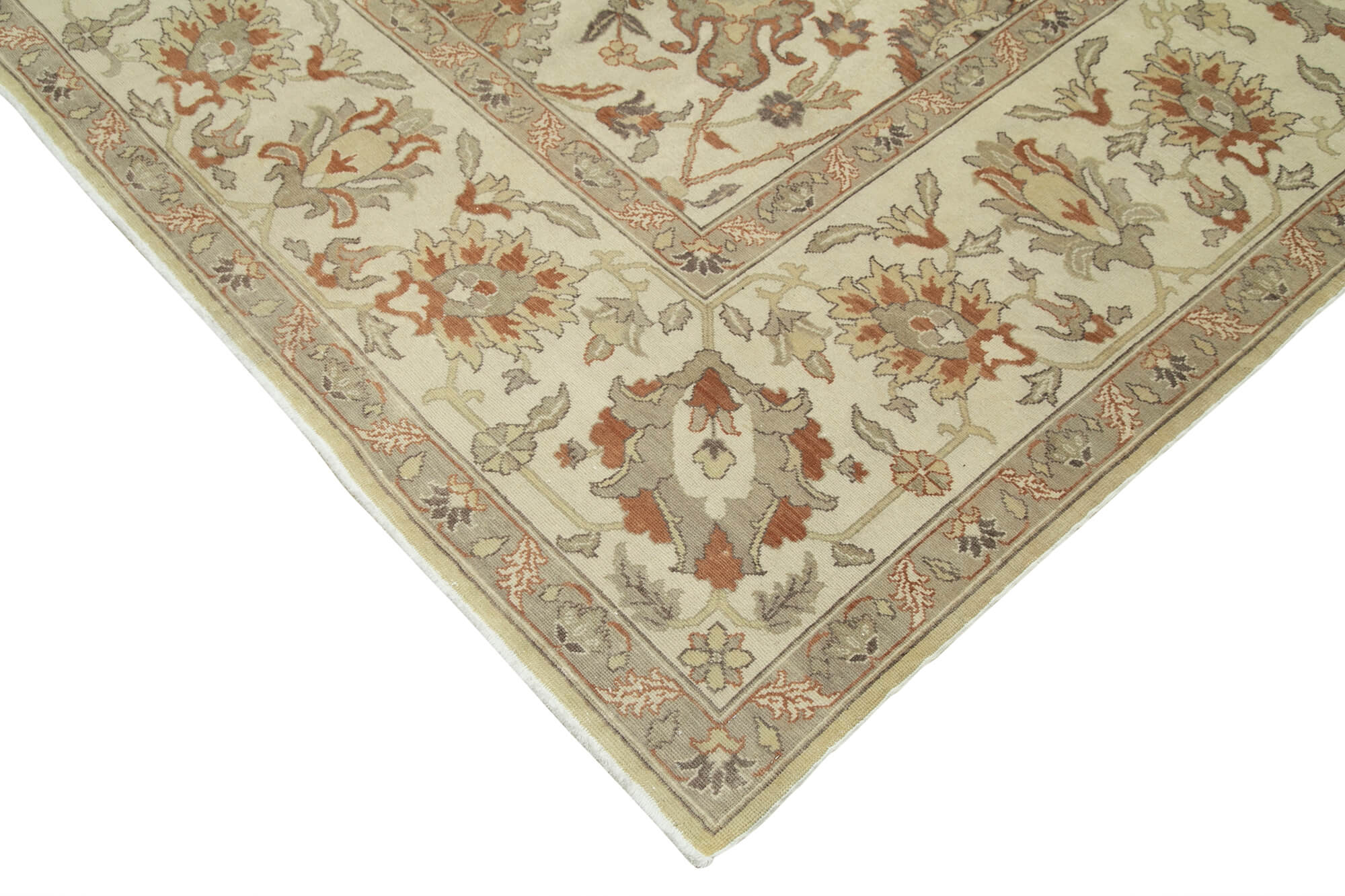Handmade Wool Area Rug – Classic Beige Turkish Hand Knotted Rug 9'8''x12'11''