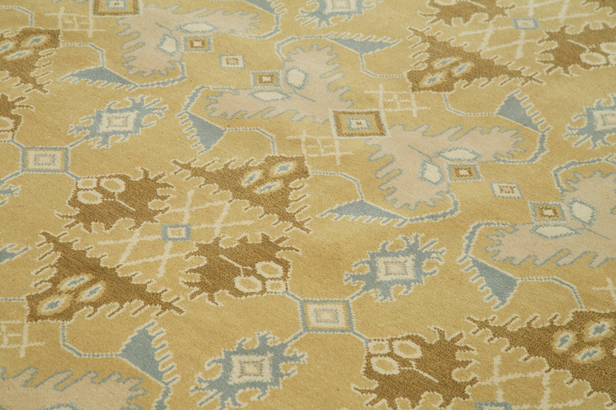 Handmade Wool Area Rug – Tebriz Yellow Classic Cotton Wool Carpet 9'11''x11'6''