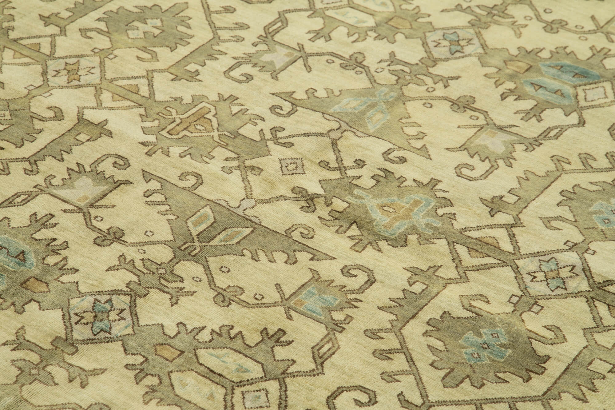Handmade Wool Area Rug - Tebriz 9x12 Classic Yellow Cotton Wool Carpet