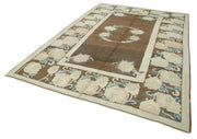 Handmade Wool Area Rug – Classic Cotton Wool Rug Beige 7'4" x 11'3" Vintage Carpet