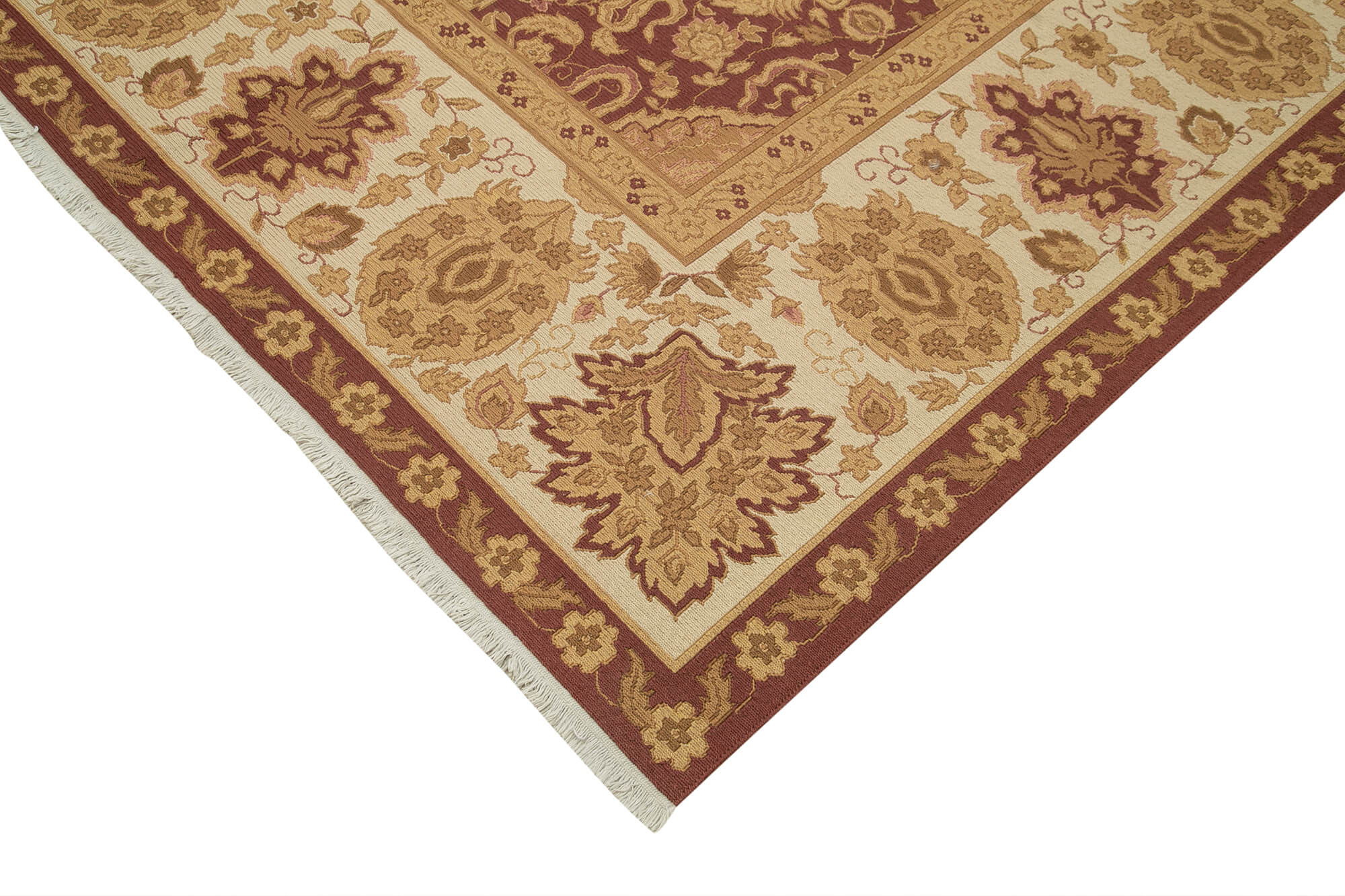 Handmade Wool Area Rug – Tebriz Beige Classic Cotton Rug 9'4''x13'1'' Durable Soft Textured