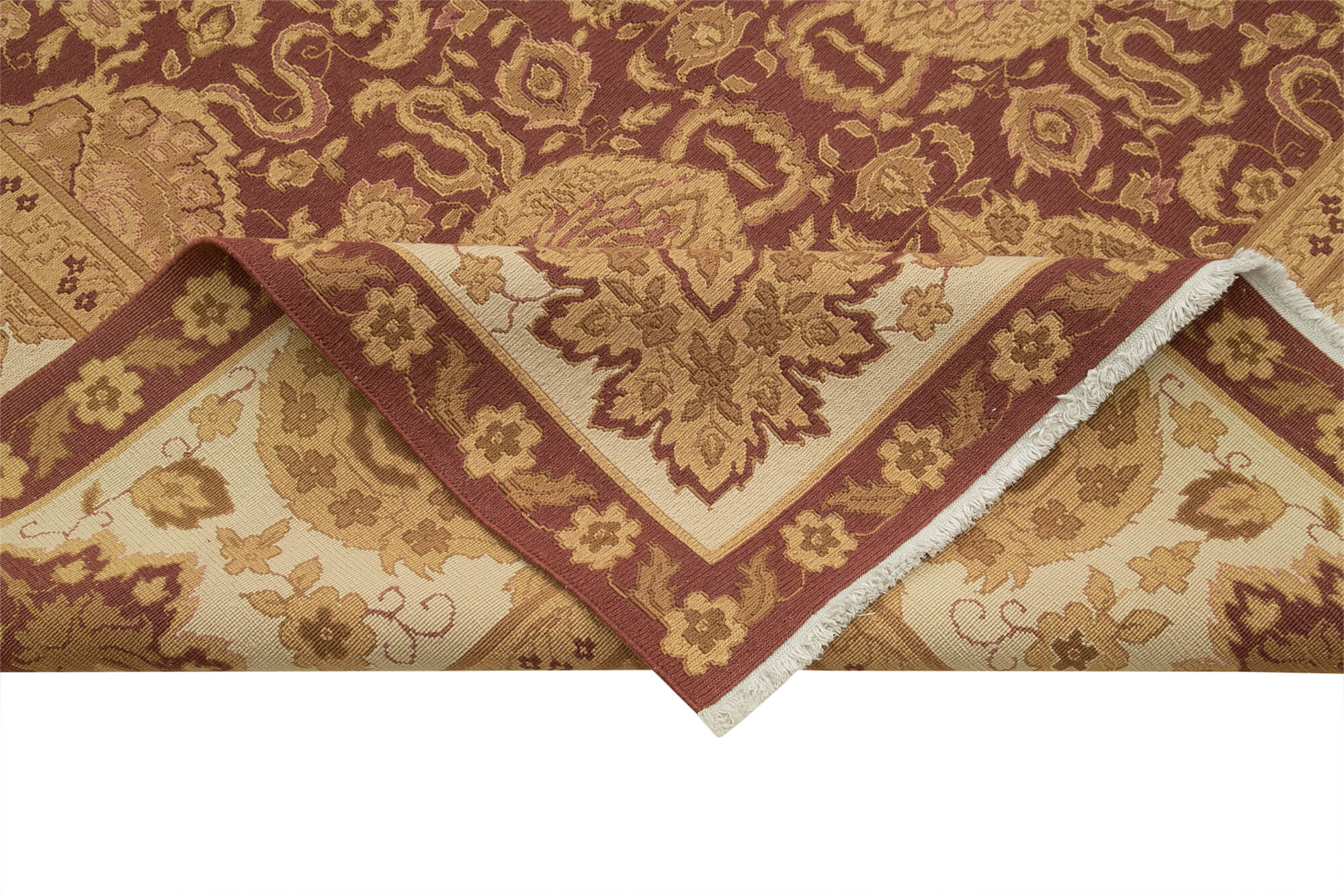 Handmade Wool Area Rug – Tebriz Beige Classic Cotton Rug 9'4''x13'1'' Durable Soft Textured