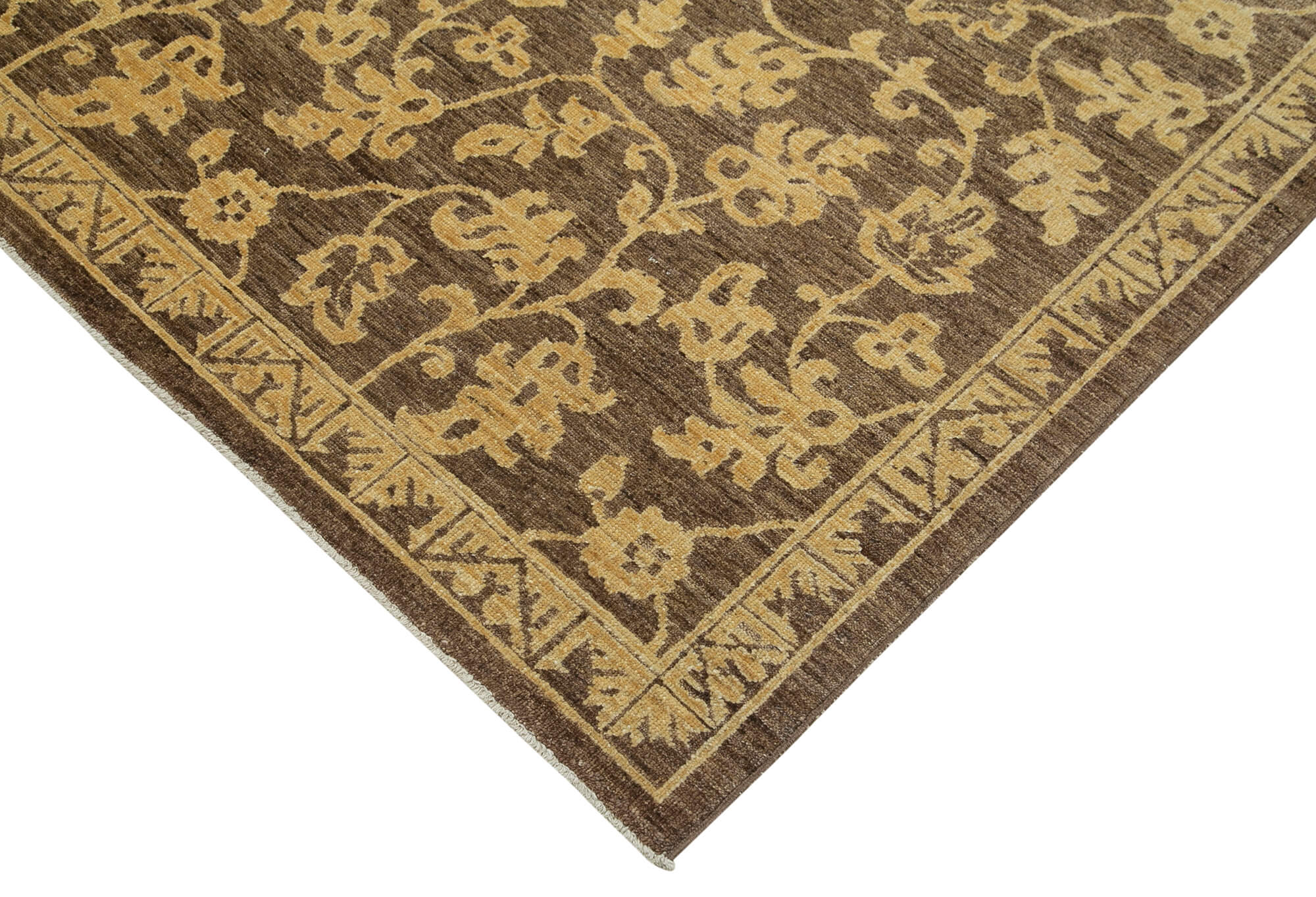 Handmade Wool Area Rug | Turkish Vintage Carpet, Classic Brown Cotton Wool Rug for Living Room