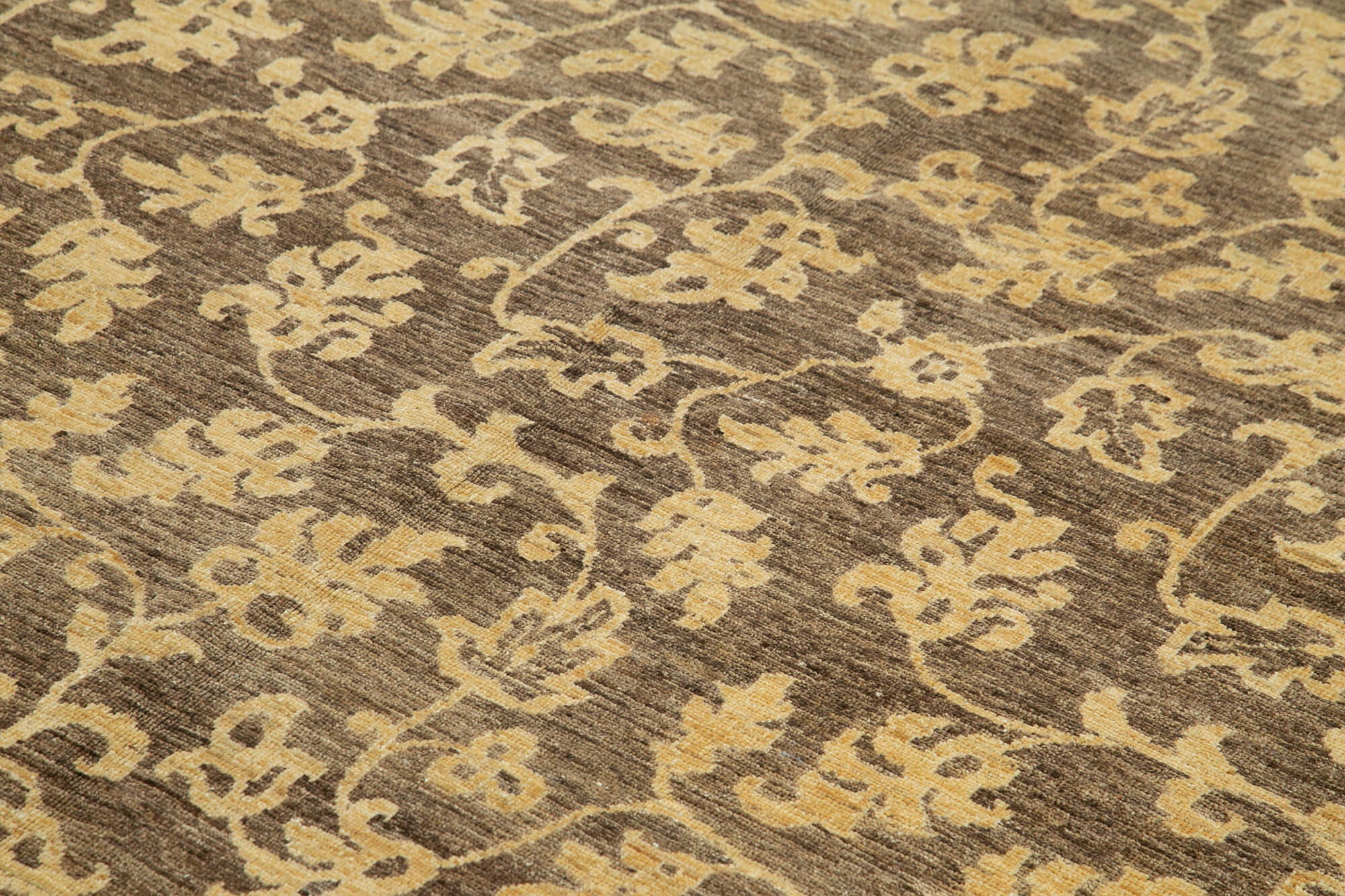 Handmade Wool Area Rug | Turkish Vintage Carpet, Classic Brown Cotton Wool Rug for Living Room
