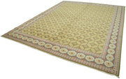 Handmade Area Rug – Classic Yellow Turkish Wool Rug 9'x12' Cotton Wool Carpet