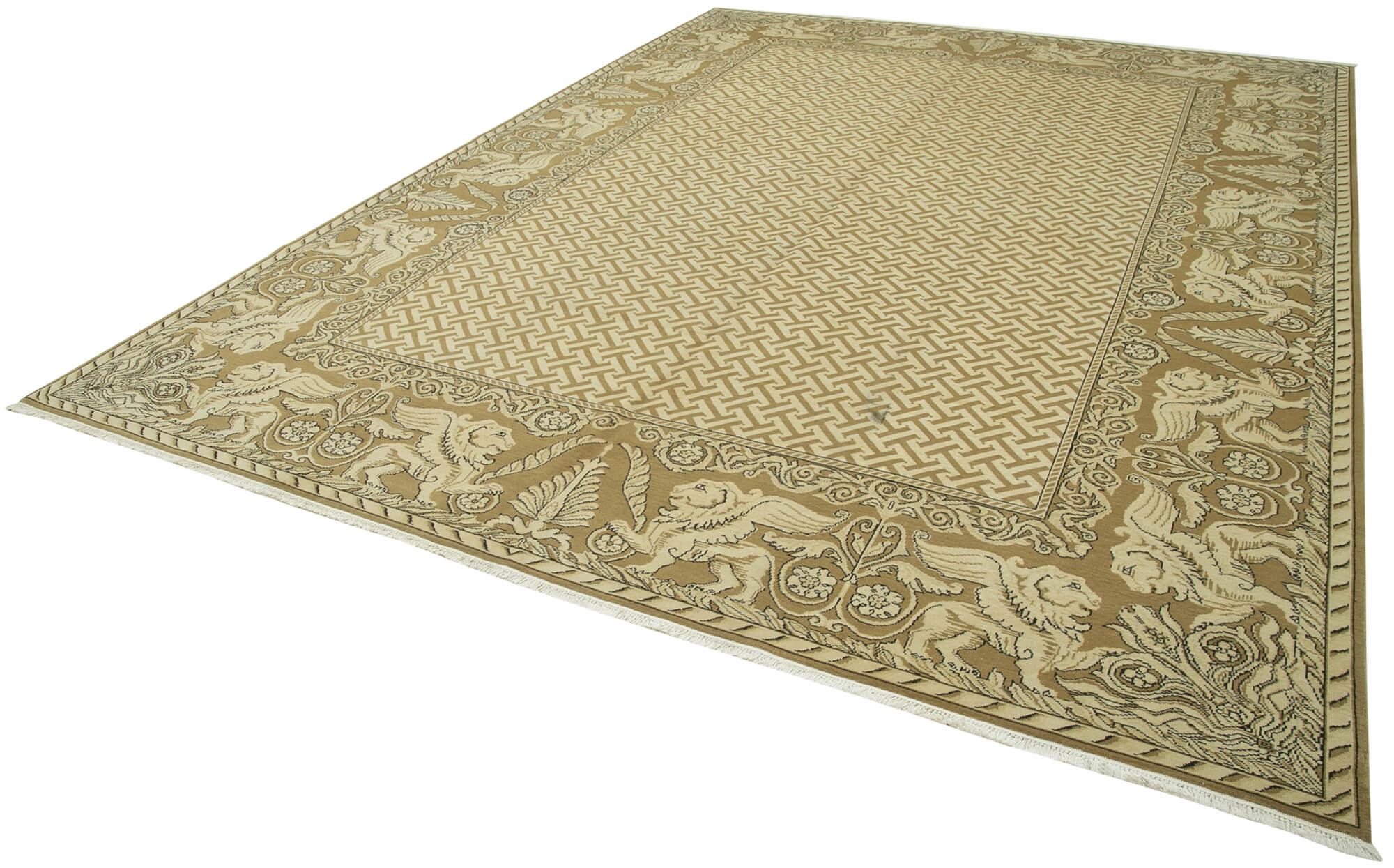 Handmade Wool Area Rug – Classic Beige Carpet | Durable Turkish Hand Knotted Carpet 9'11''x13'5''