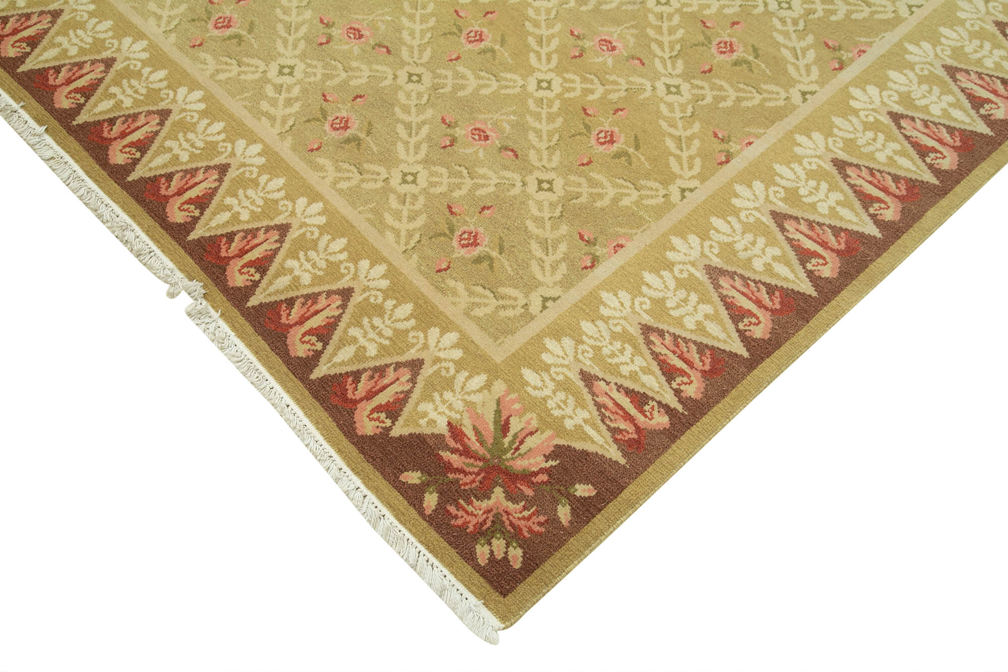 Handmade Area Rug – Tebriz Red Classic Cotton Wool Vintage Carpet 8'10''x11'7''