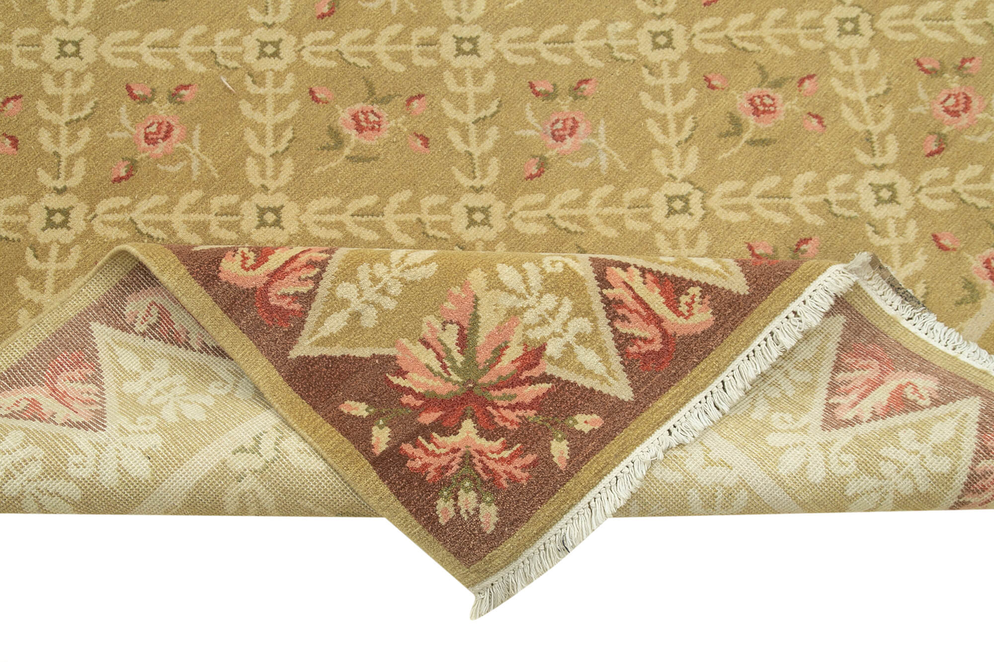 Handmade Area Rug – Tebriz Red Classic Cotton Wool Vintage Carpet 8'10''x11'7''