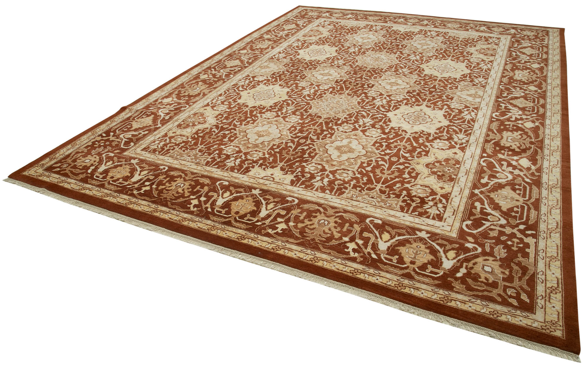 Handmade Wool Area Rug – Classic Red Vintage Turkish Rug, Soft Cotton Wool Carpet 9'7''x13'3''