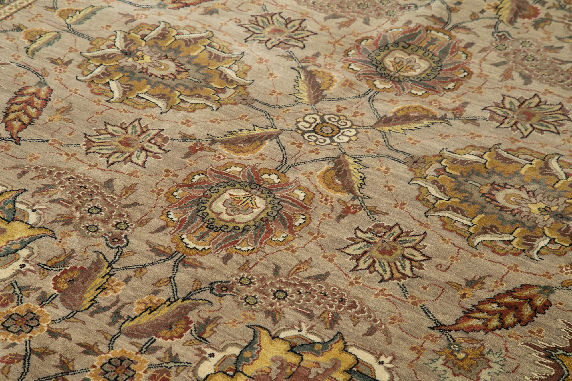 Handmade Wool Area Rug - Tebriz Brown Classic Cotton Rug 8'x11' Oriental Style Carpet