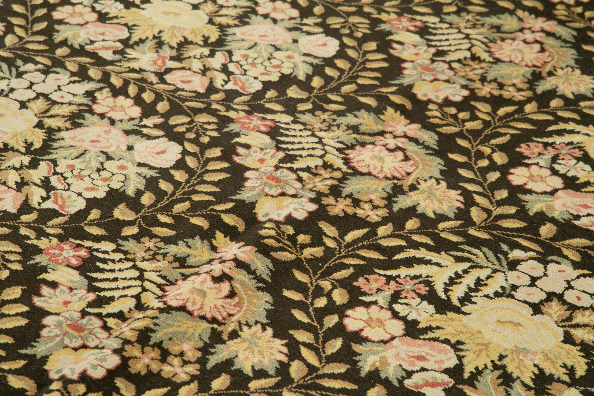 Handmade Wool Area Rug – Tebriz Classic Black Cotton Wool 10'x12'8'' Vintage Style